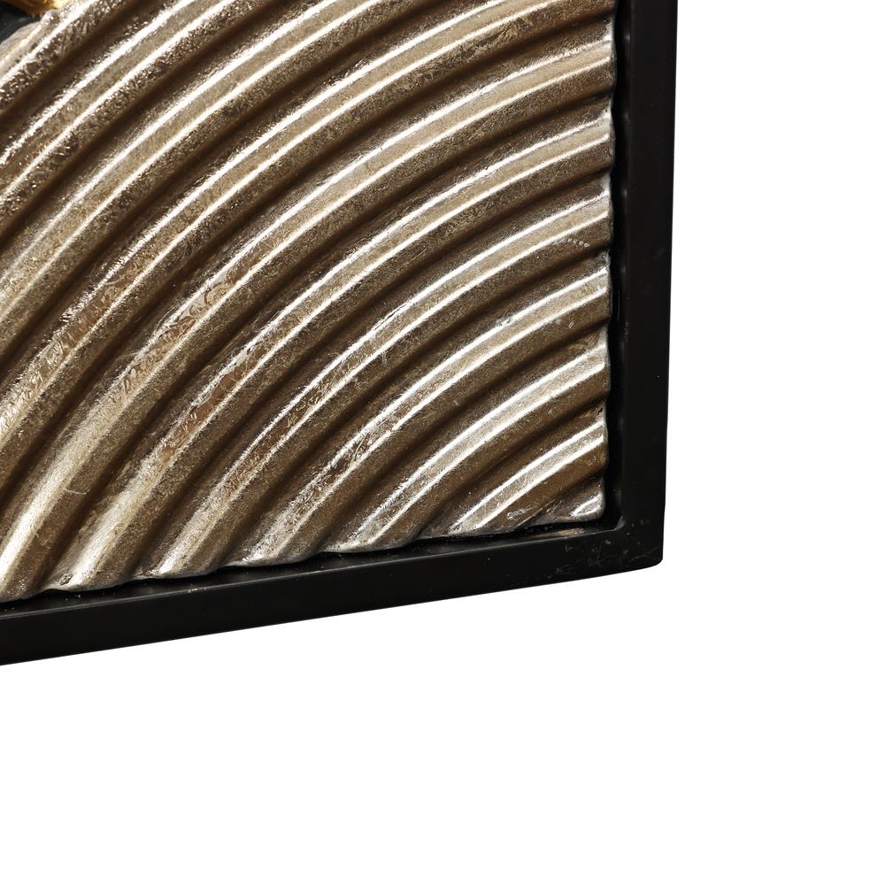 Modern Abstract Black and Gold Metal Wall Art Set