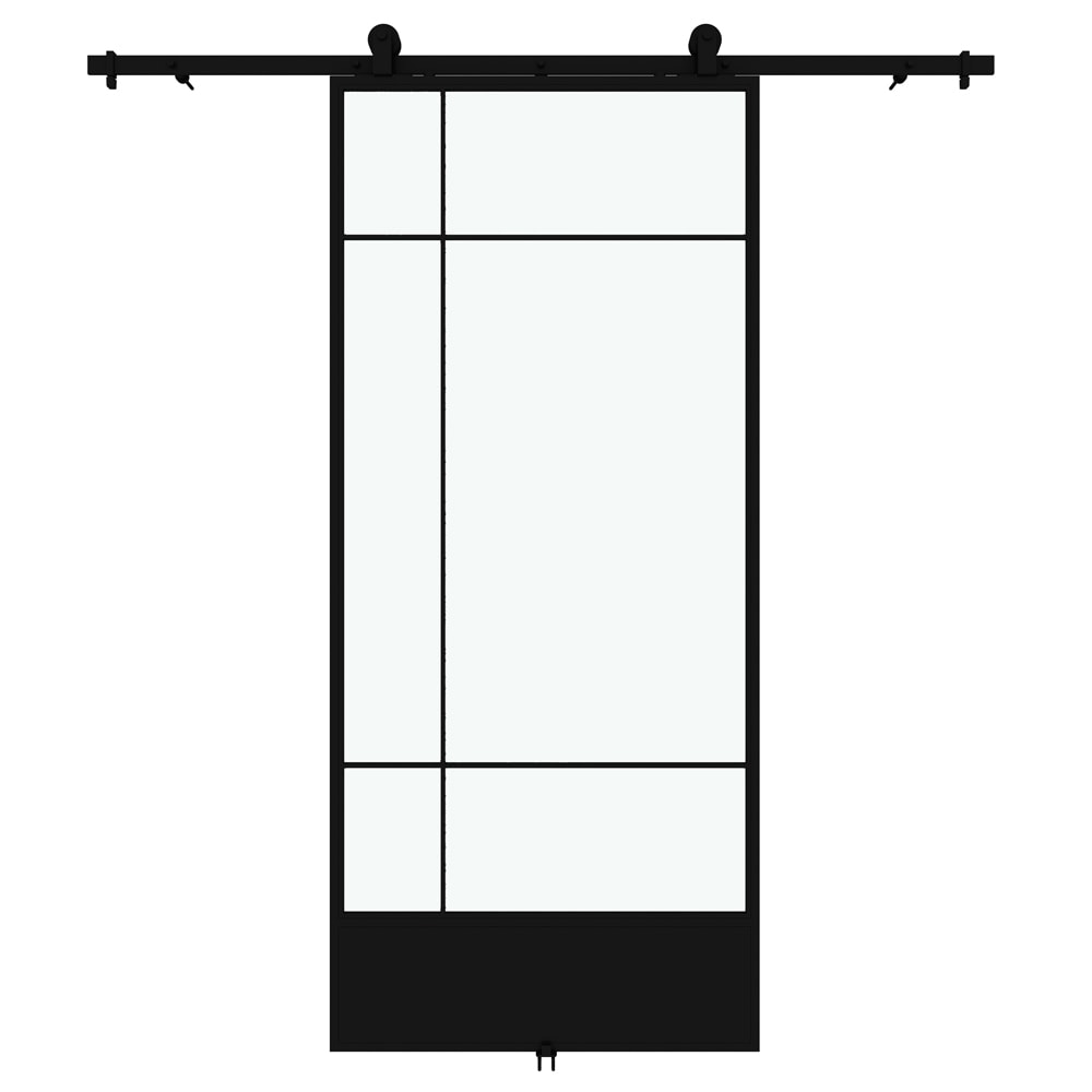 RELIABILT KMCTBTC-37BL 36-in x 84-in Black Clear glass Steel Single Barn Door (Hardware Included)