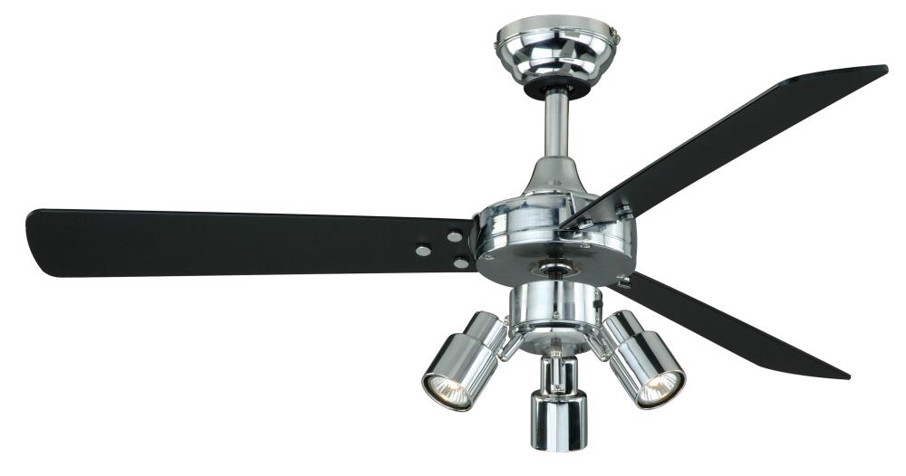 Cascadia F0003 Cyrus 42-in Chrome with Black-Silver Blades Propeller Ceiling Fan With Light ( 3 -Blade )