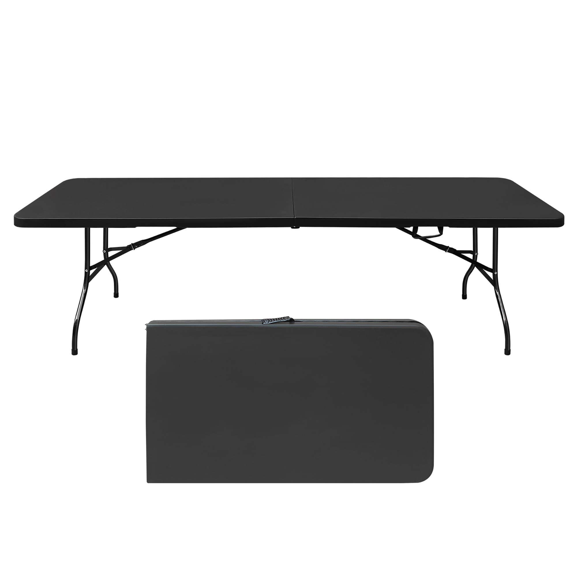 GZMR GZ-MS33565 2.5-ft x 8-ft Indoor or outdoor Rectangle Plastic Black Adjustable Height Folding banquet table 6 -Person