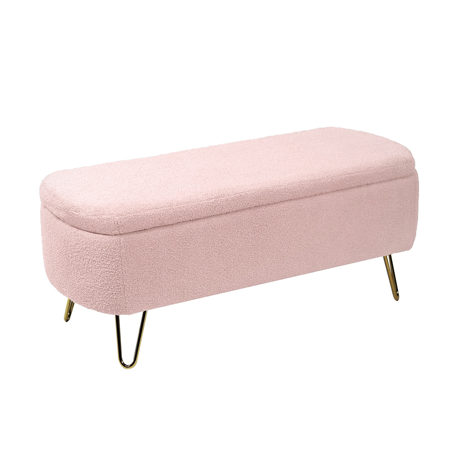 Bybafun YA6100153 Casual Pink Storage Bench with Storage 39-in x 17.7-in x 16.5-in
