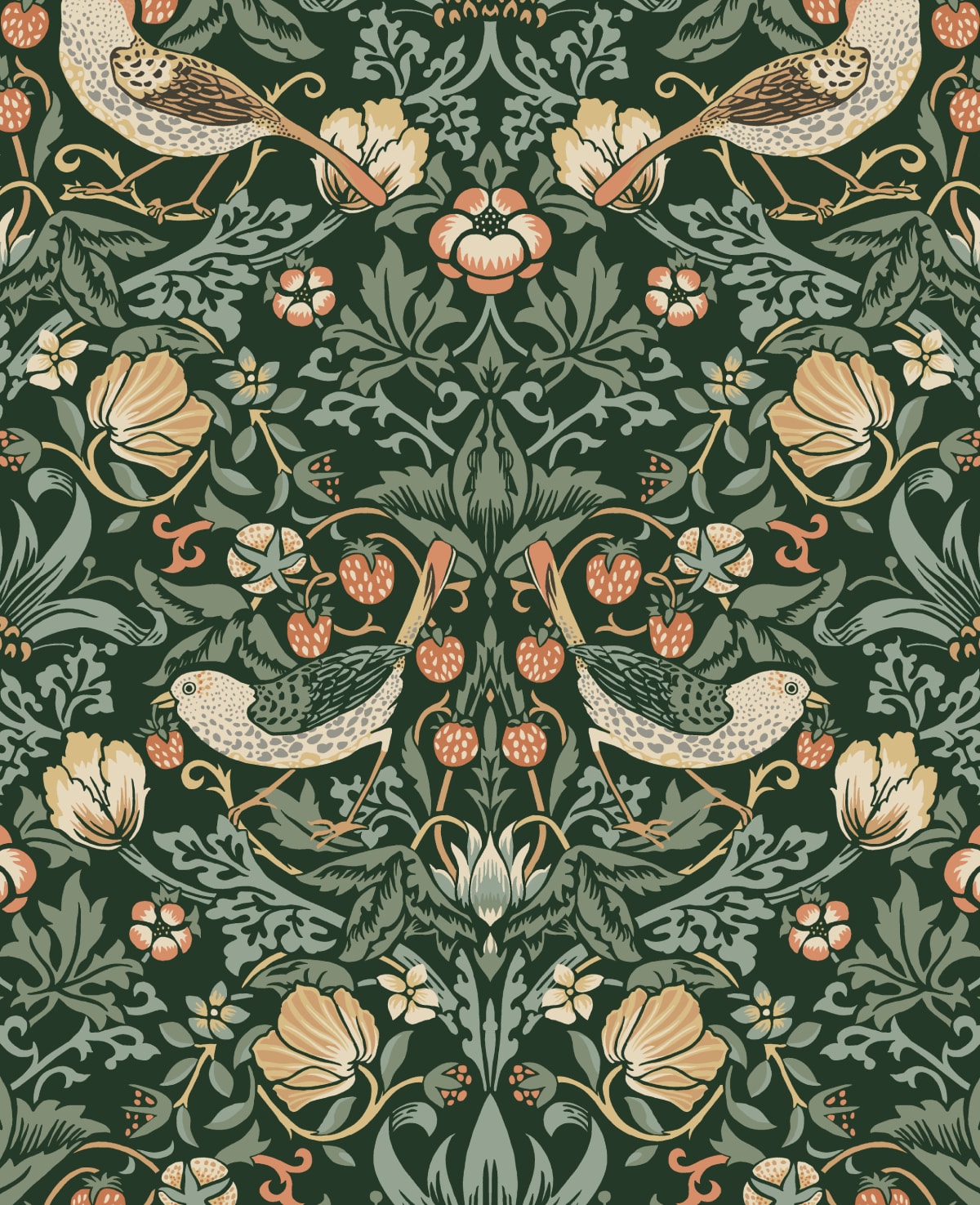 NextWall NW43704 30.75-Sq. Feet Forest Green Vinyl Birds Self-adhesive Peel and Stick Wallpaper