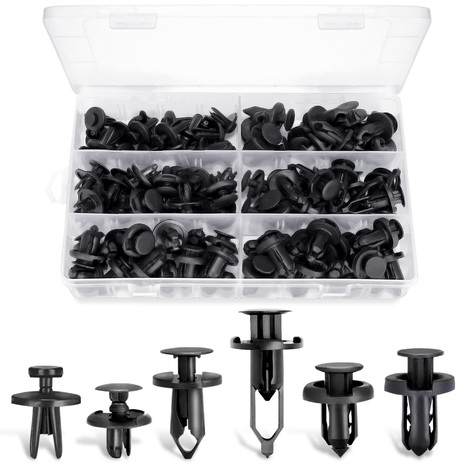 Phyfalip  102pcs 6.3mm 8mm 9mm 10mm Bumper Push Fasteners Rivet Clips Expansion Screws Kit durable home and garden accessory designed for