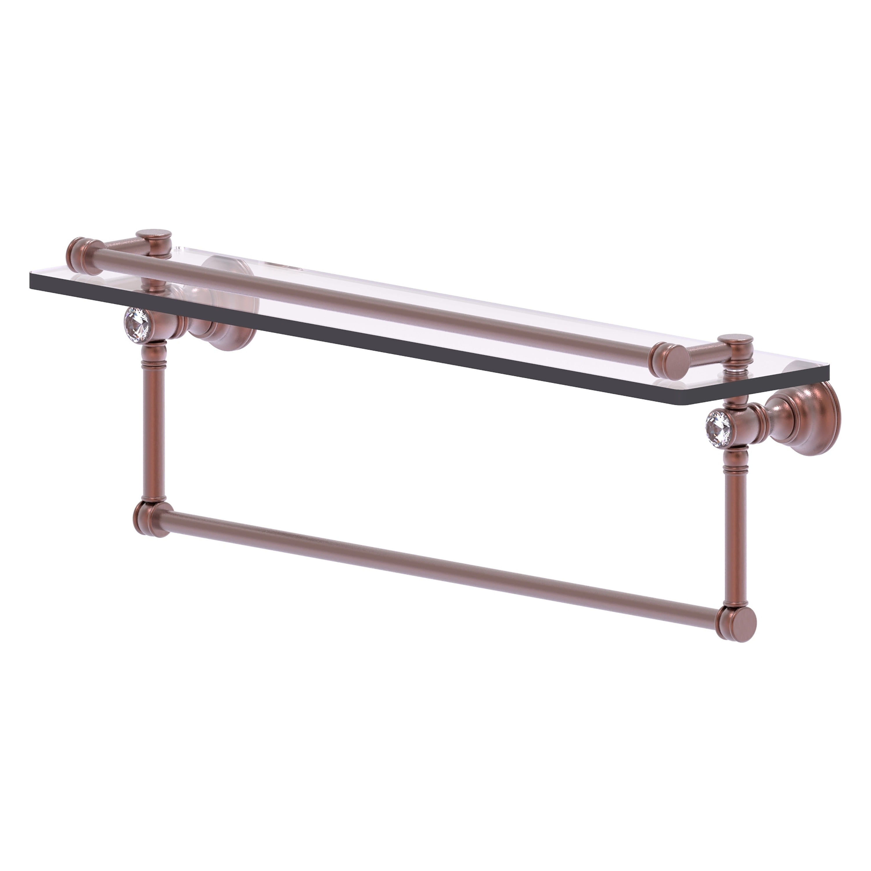 Allied Brass CC-1-22-TB-GAL-CA Carolina Crystal Antique Copper 1-Tier Wall Mount Bathroom Shelf (22-in x 7.4-in x 5-in)