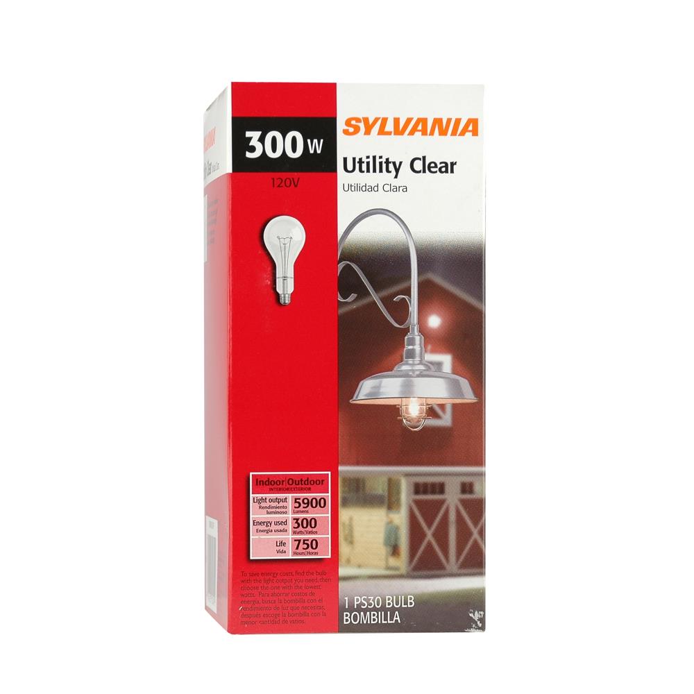 2 PACK Sylvania 300-Watt PS30 Incandescent Light Bulb. 