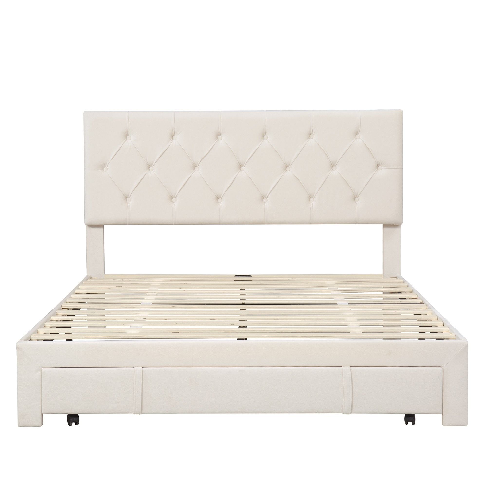 Yiekholo Beige Queen Upholstered Platform Bed LL-0078AAA at Lowes.com