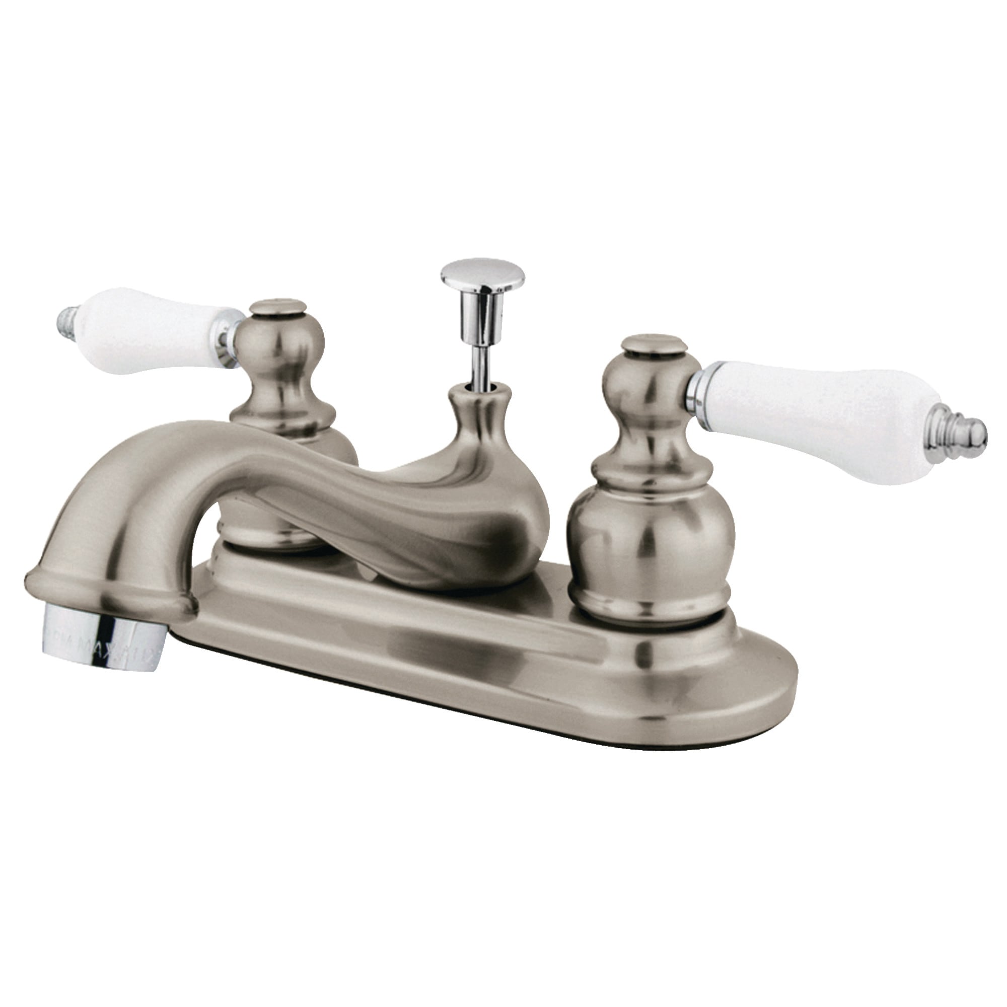 Elements of Design EB607B Elizabeth Satin nickel/chrome 4-in centerset 2-handle Low-arc Residential Handle Bathroom Sink Faucet with Drain