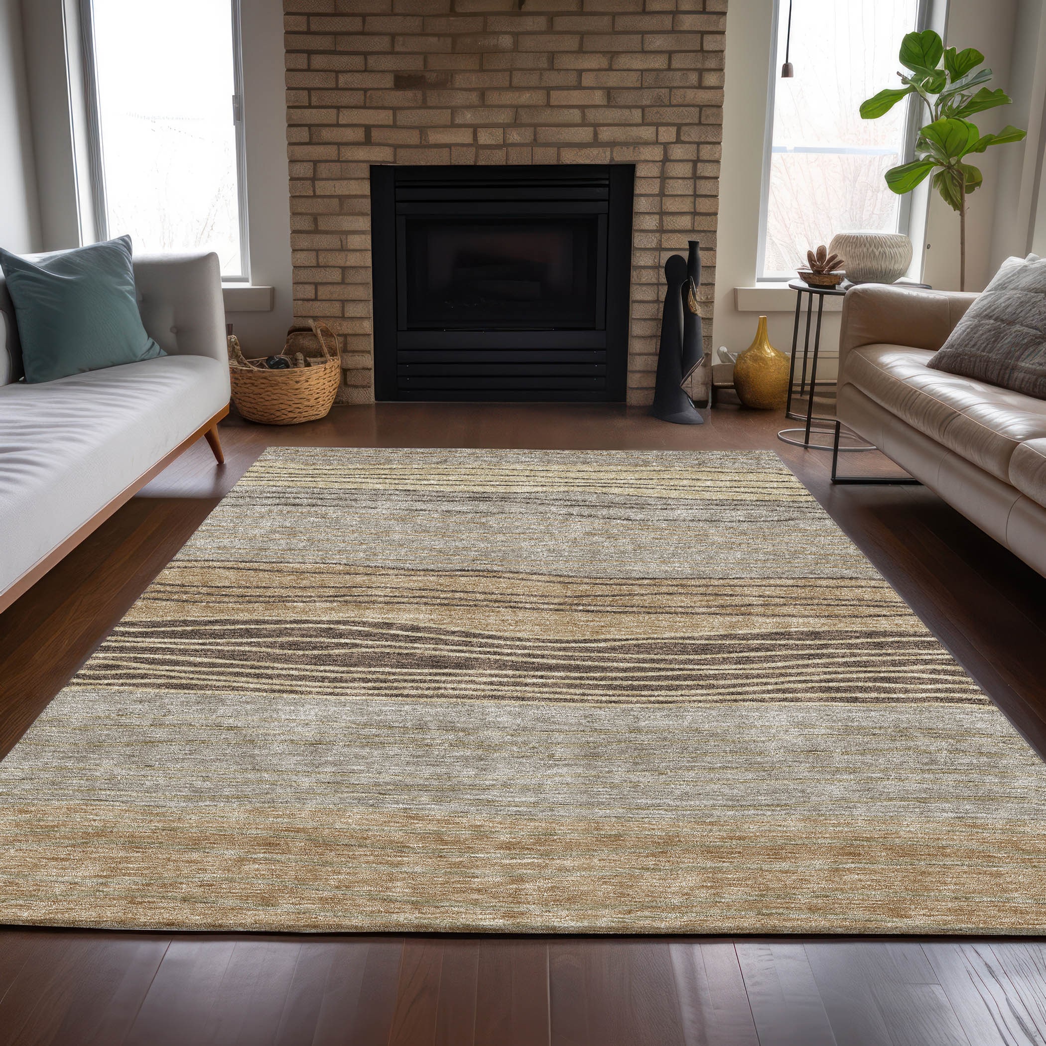 Addison Rugs ACN735TP5X8 Chantille ACN735TP 5 x 7 (ft) Polyester Taupe Rectangular Indoor/Outdoor Geometric Machine washable Area rug