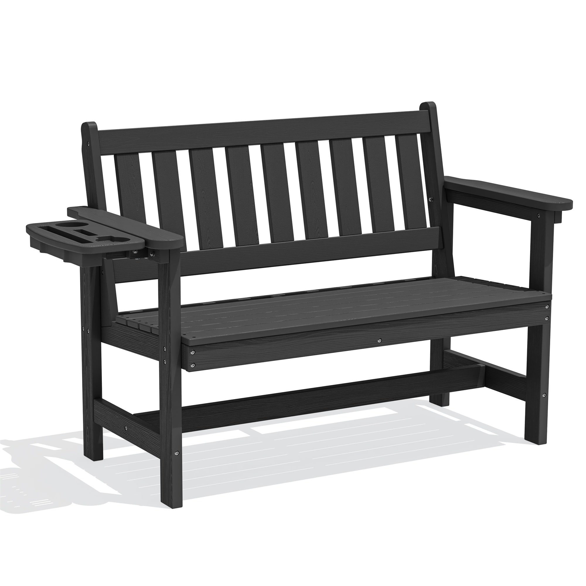 VOUA 2-Seater Outdoor Park Bench 49.41-in W x 35.04-in H Carbon Gray HDPE Garden Bench