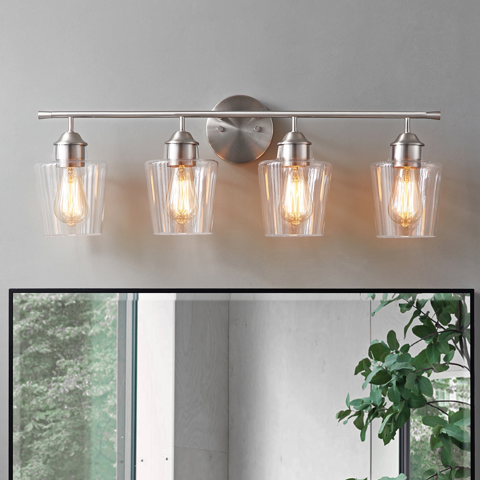 KAWOTI 21032 Atish 30.75-in 4 -Light Brushed Nickel Modern/contemporary Vanity light