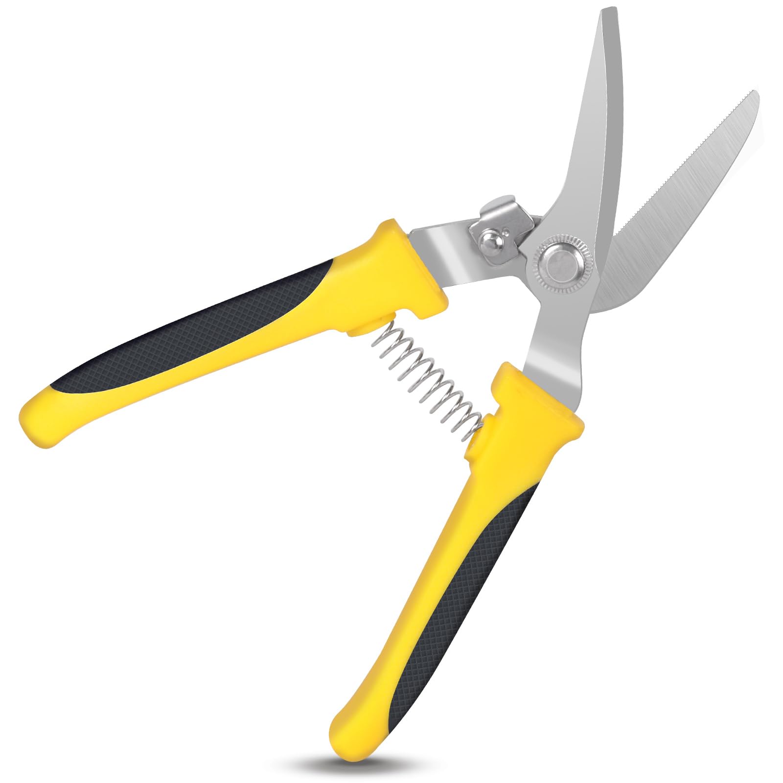 Linder Group Inc Tin snips 8 inch straight cut heavy duty aviation metal shears with serrated stainless steel blades TPR comfort grip and safety lock for sheet #L3RD3NIC