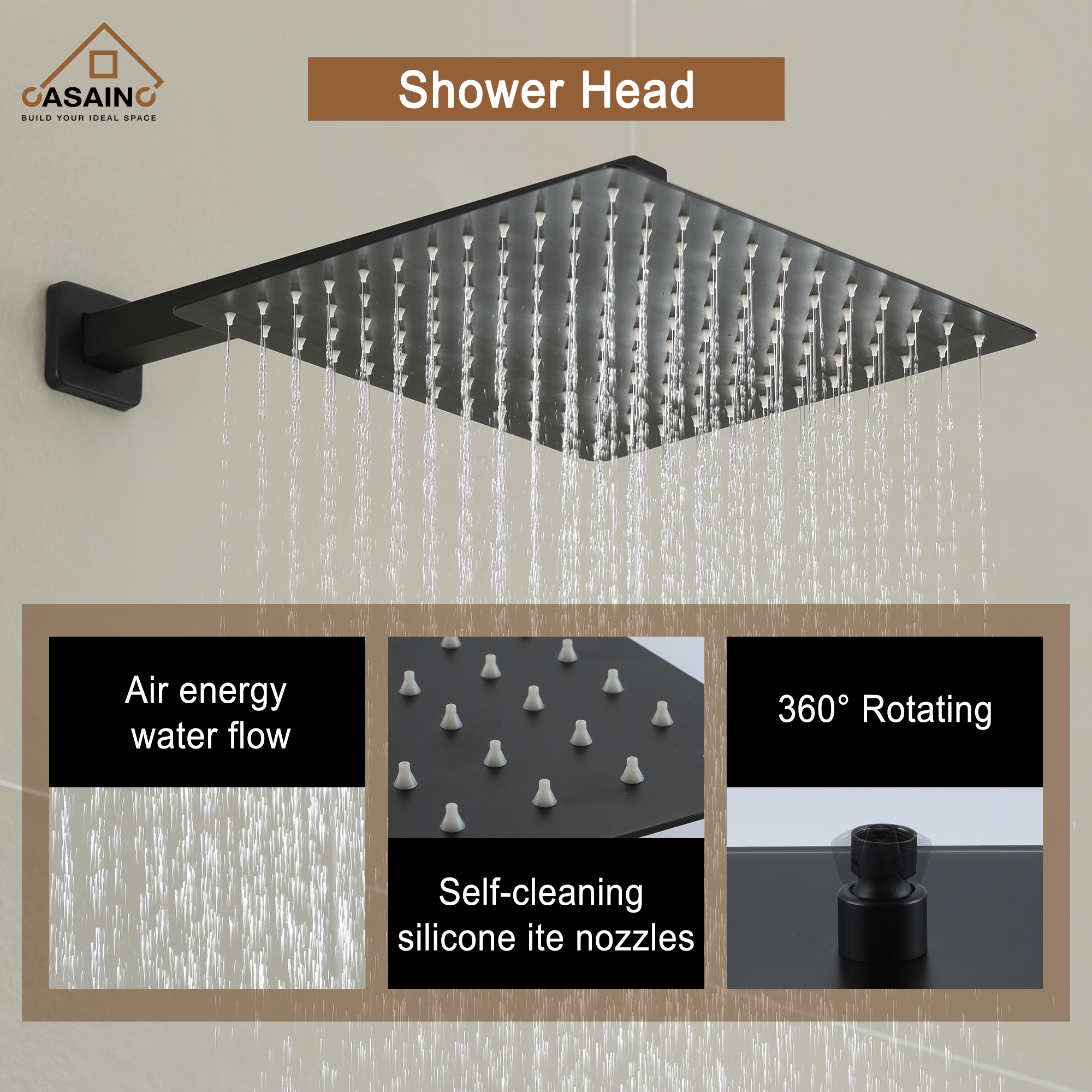 CASAINC MCS18R-10MB Showerhead-Bar-Panels - View #3