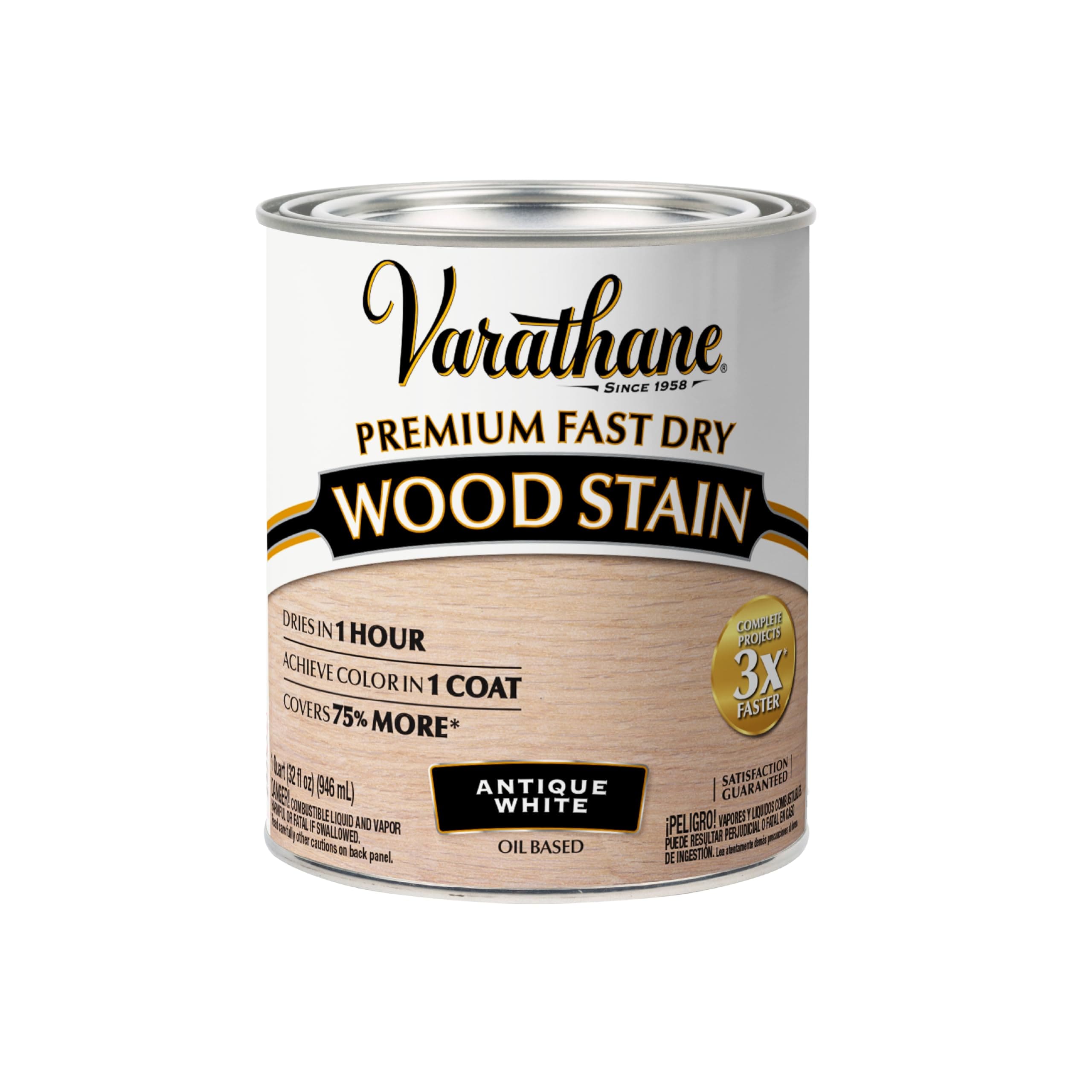 Varathane  Premium Fast Dry Wood Stain 1 Hour Dry Time 1 Coat Color Interior Wood Stain Furniture Cabinets Doors Trim Quart Antique White