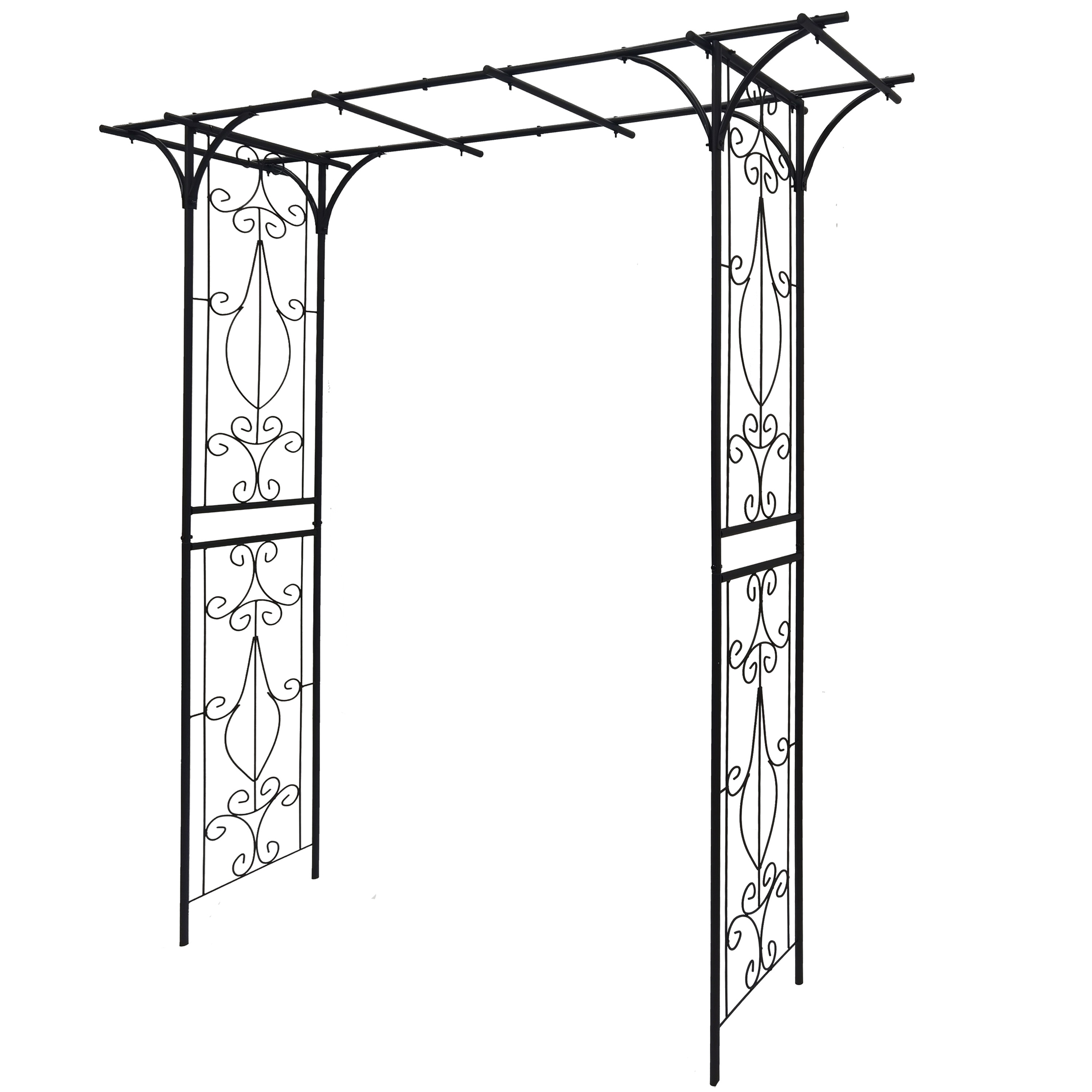 ToolCat NGG29-32-TTX 80.3-Inches W x 81.1-Inches H Black Iron Rose Garden Trellis For Climbing Plants For Cucumbers For Roses