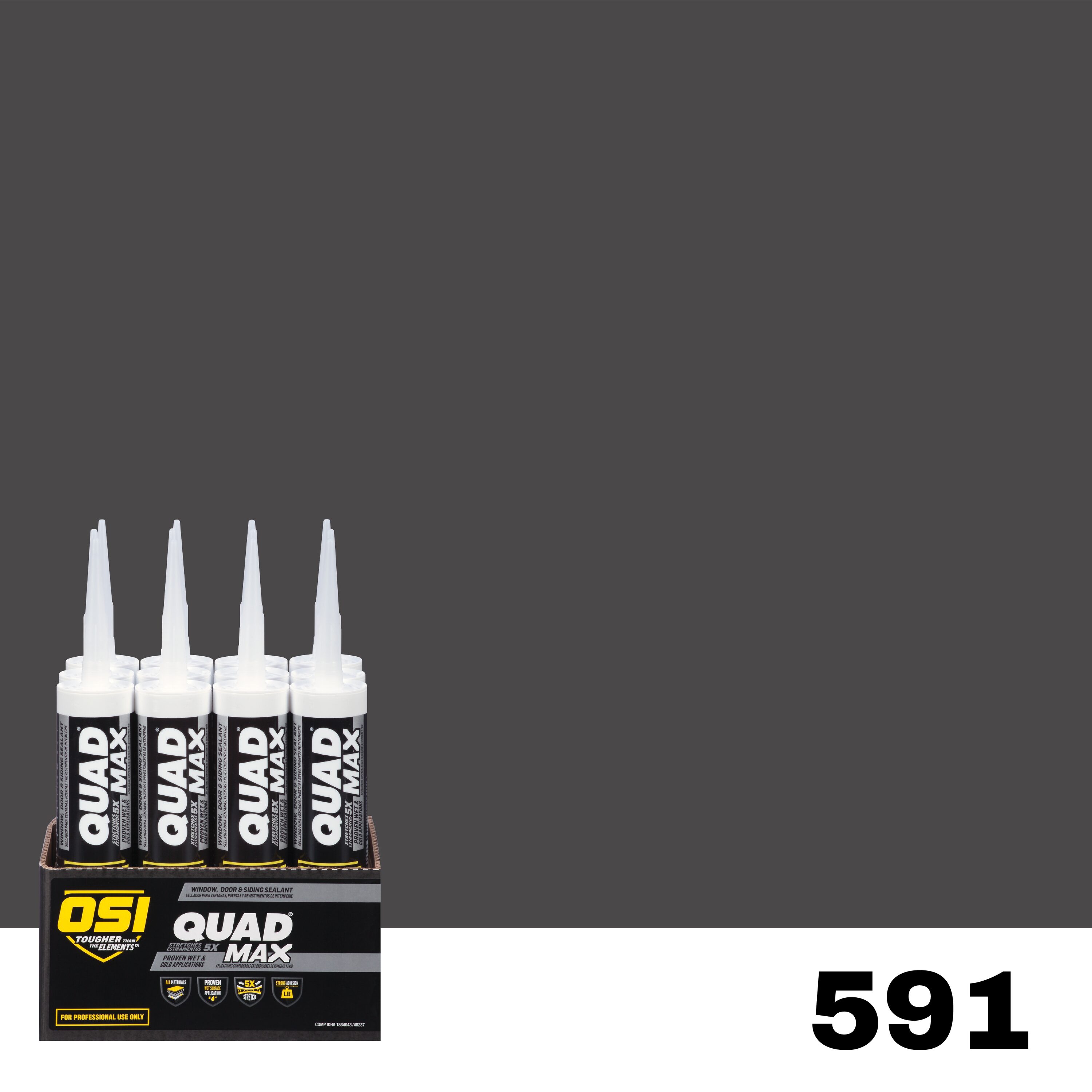 OSI 1869655 Quad Max 12 -Pack 10-oz Window door Gray 591 Paintable Advanced Sealant Caulk