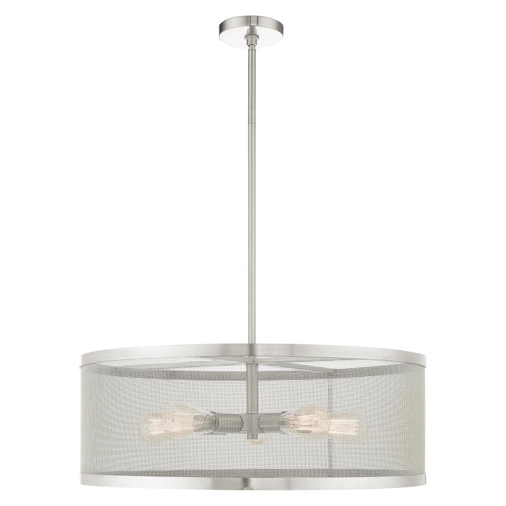 Livex Lighting 46215-91 Industro 5 -Light Brushed Nickel Modern/contemporary For Use in Bathrooms, Bedrooms, Dining Rooms, Foyers, Kitchens, Living Rooms Chandelier