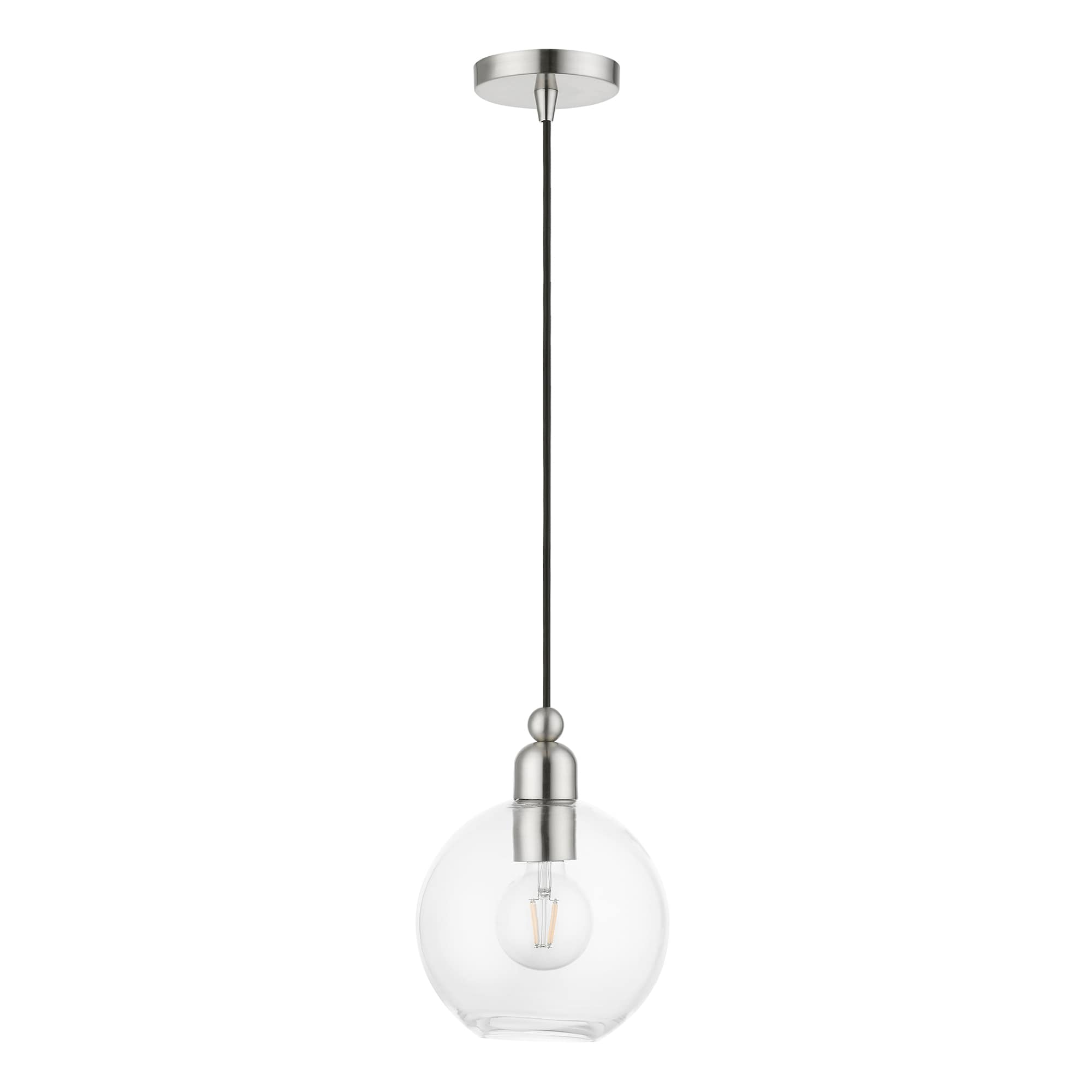 Downtown Elegance Brushed Nickel Globe Pendant with Clear Glass
