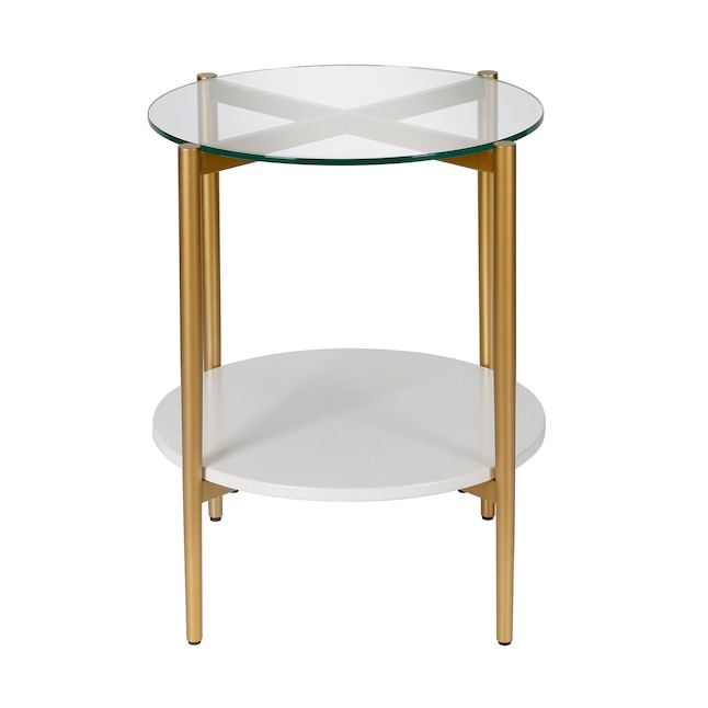 Hailey Home Otto Brass And White, Modern White Lacquer Side Table