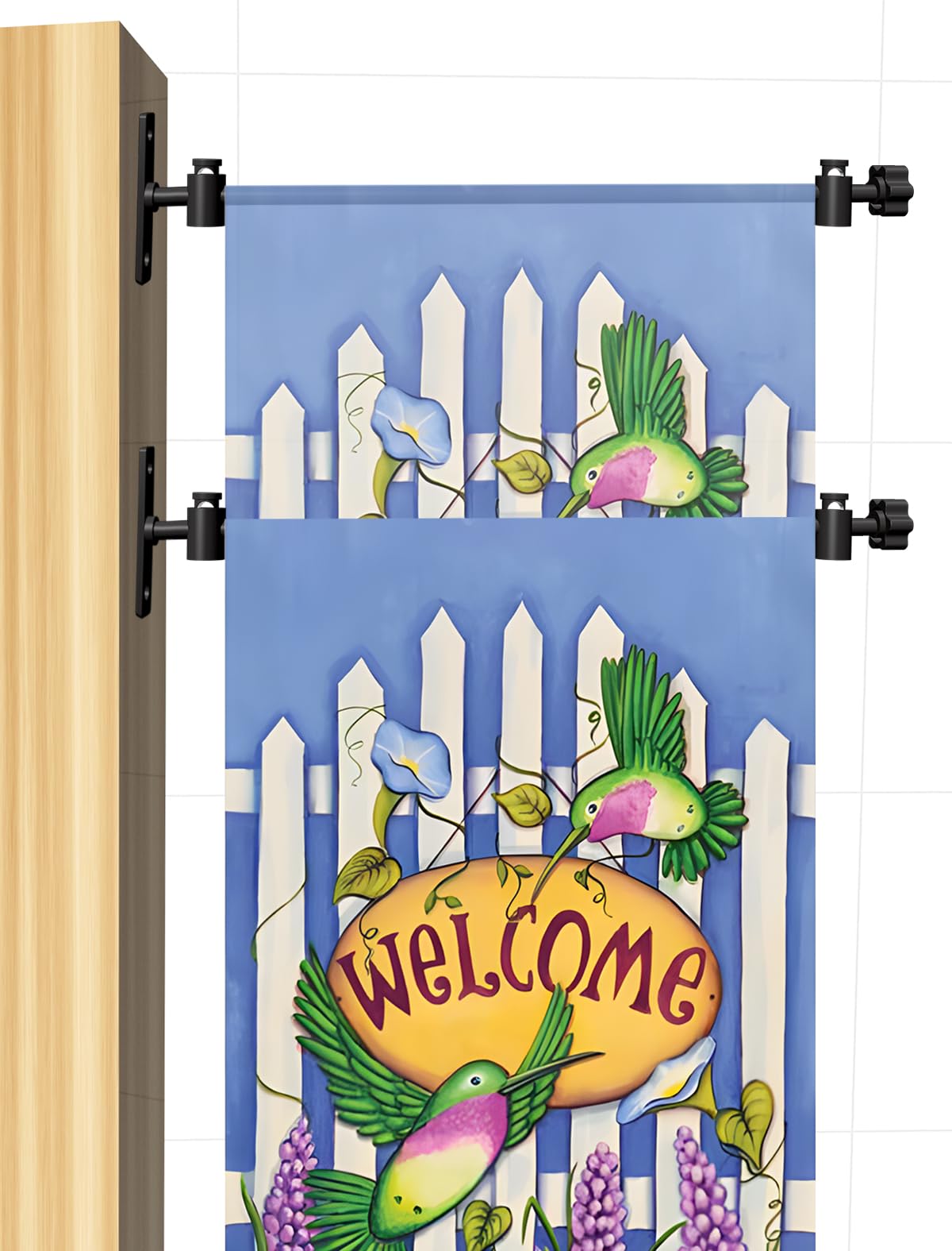 ITOPFOX  Wall Garden Flag Holder Stand for 12 by 18 Inch Yard Signs Mounted Mailbox Banner Decoration Pole Black 2 Pack durable