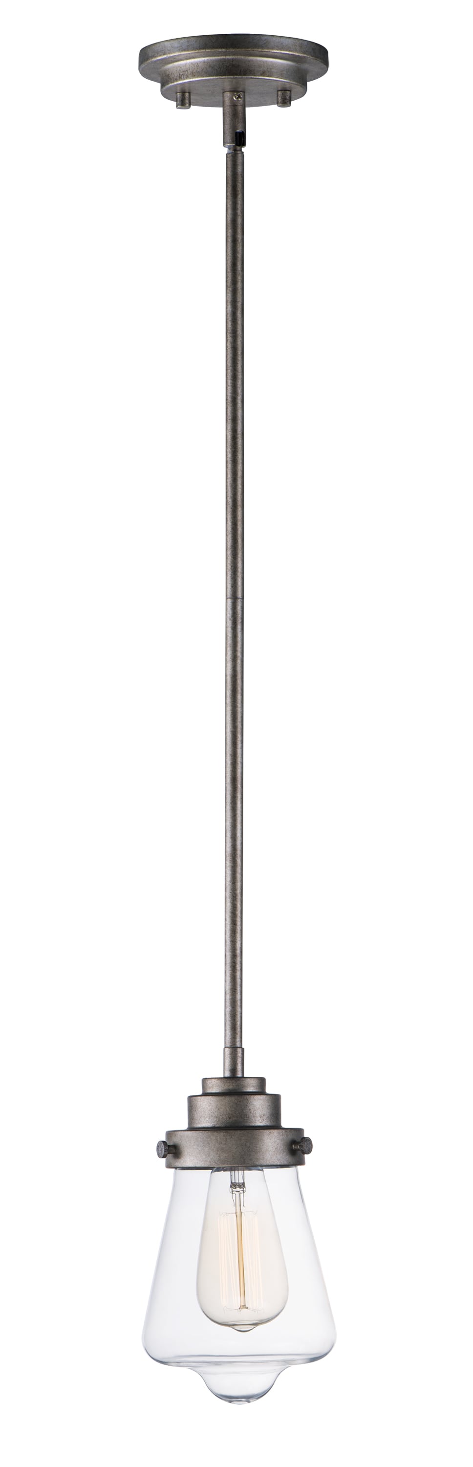 Maxim Lighting 91331CLWZ Cape Cod Weathered Zinc Transitional Clear Glass Schoolhouse Mini Hanging Pendant Light