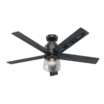 Hunter Grove Park 52 In Matte Black Led Indoor Ceiling Fan With Light Wall Mounted Remote 5 Blade The Fans Department At Com - Large Matte Black Ceiling Fan With Light
