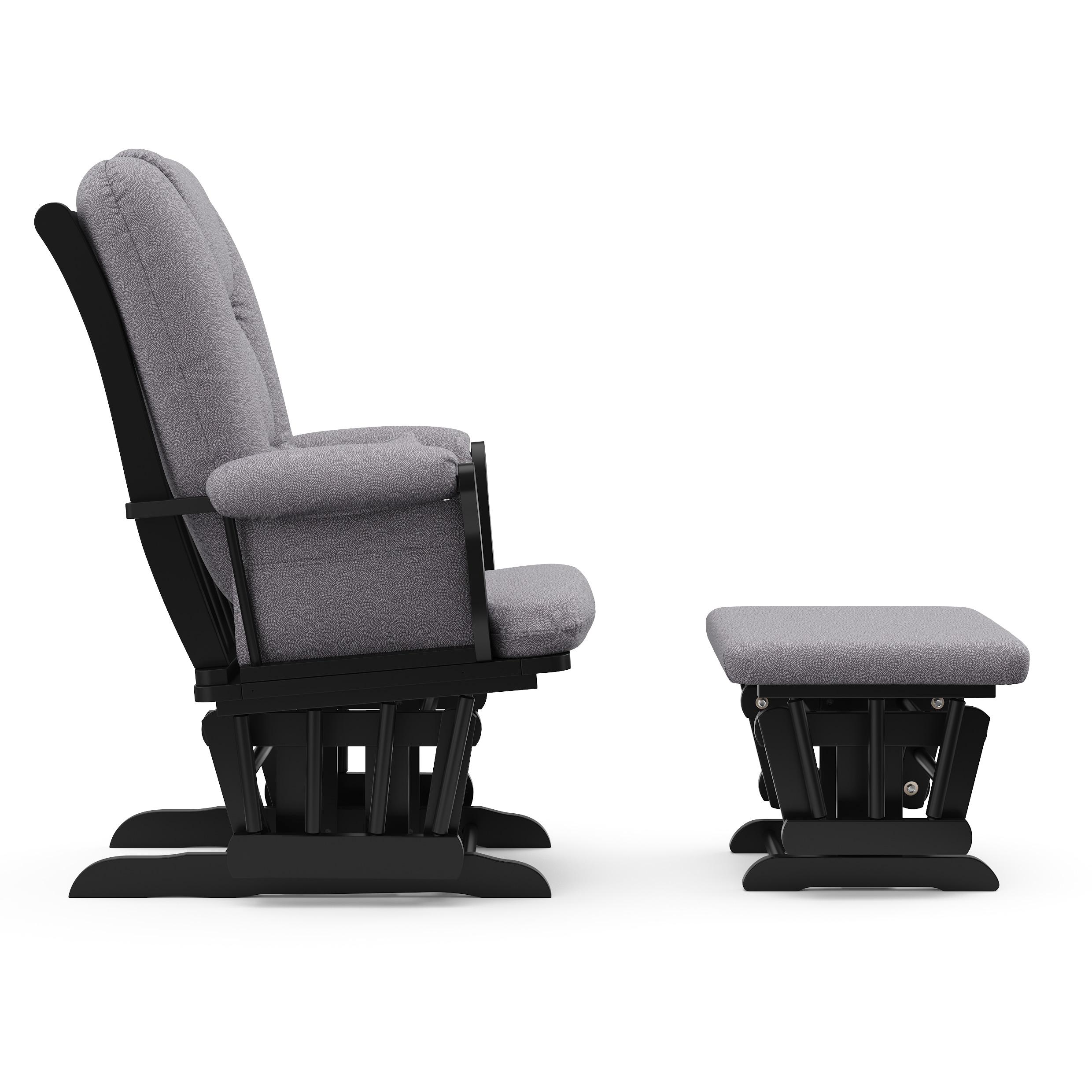 Black and Slate Gray Wood Nursery Glider with Ottoman