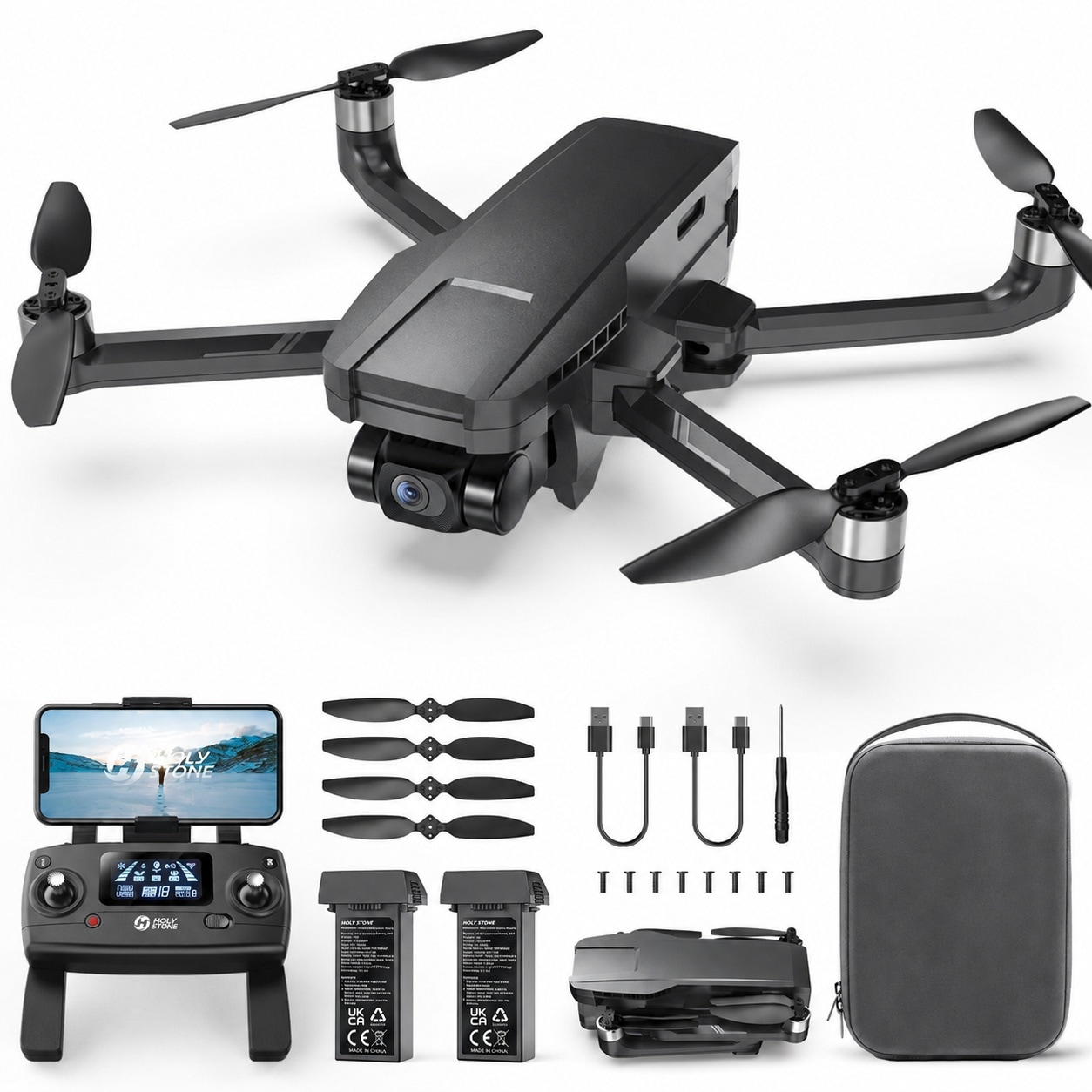 Misopily 2 Axis Gimbal Drone with 4K EIS Camera GPS Auto Return Brushless Motors Video Transmission Mini Foldable Drone for Beginners Adults #LMS0527M024