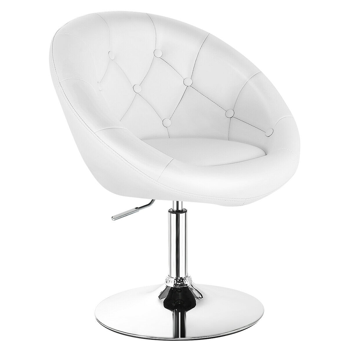 CASAINC WF-HW66471WH-LA White 16.0-in H Adjustable Height Short Round seat Upholstered Swivel Metal Bar Stool and Back