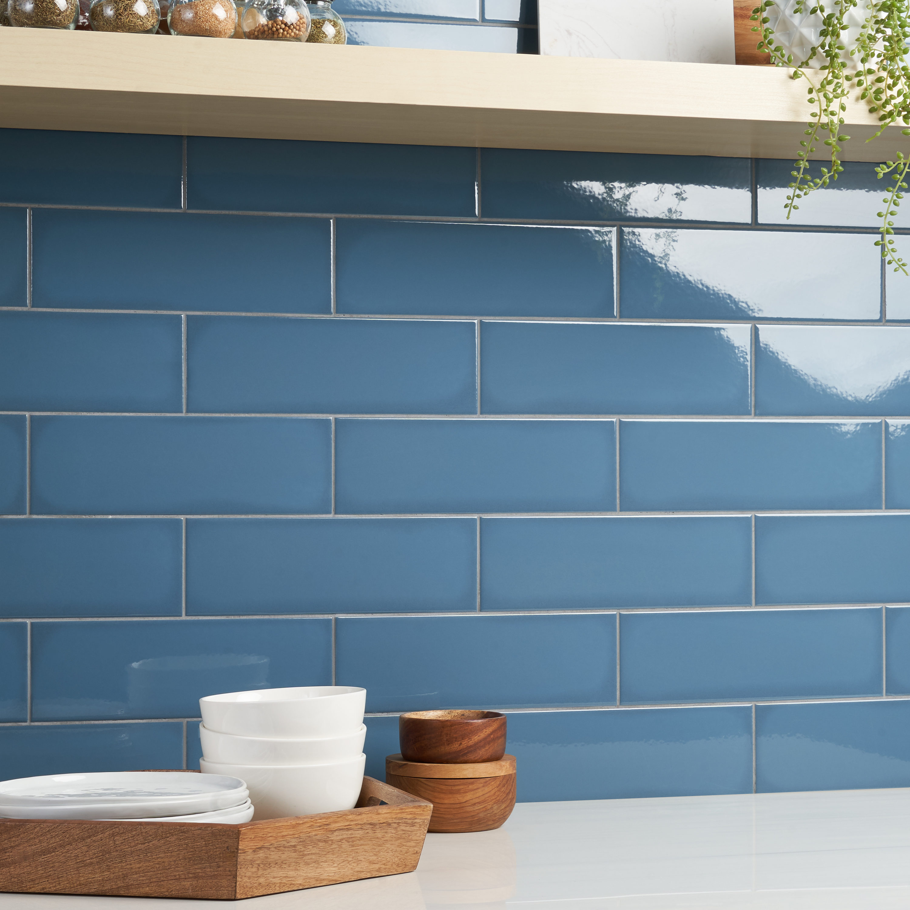 Abbey Road 4 x 12 Blue Polished Porcelain Subway Tile