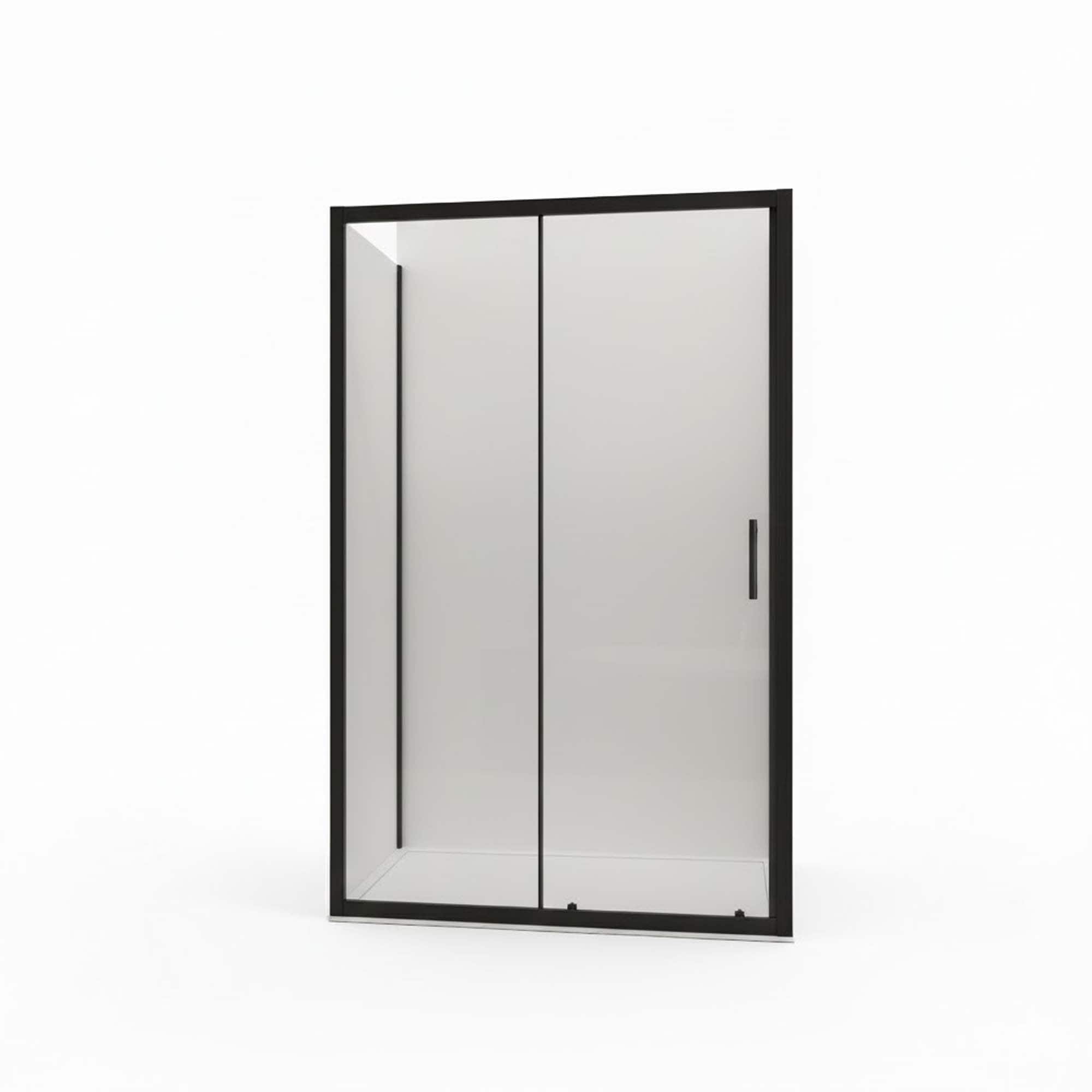 Boyel Living - 48x72In Single Sliding Shower Door 1/5In Clear Tempered Glass Stainless Steel Hand...