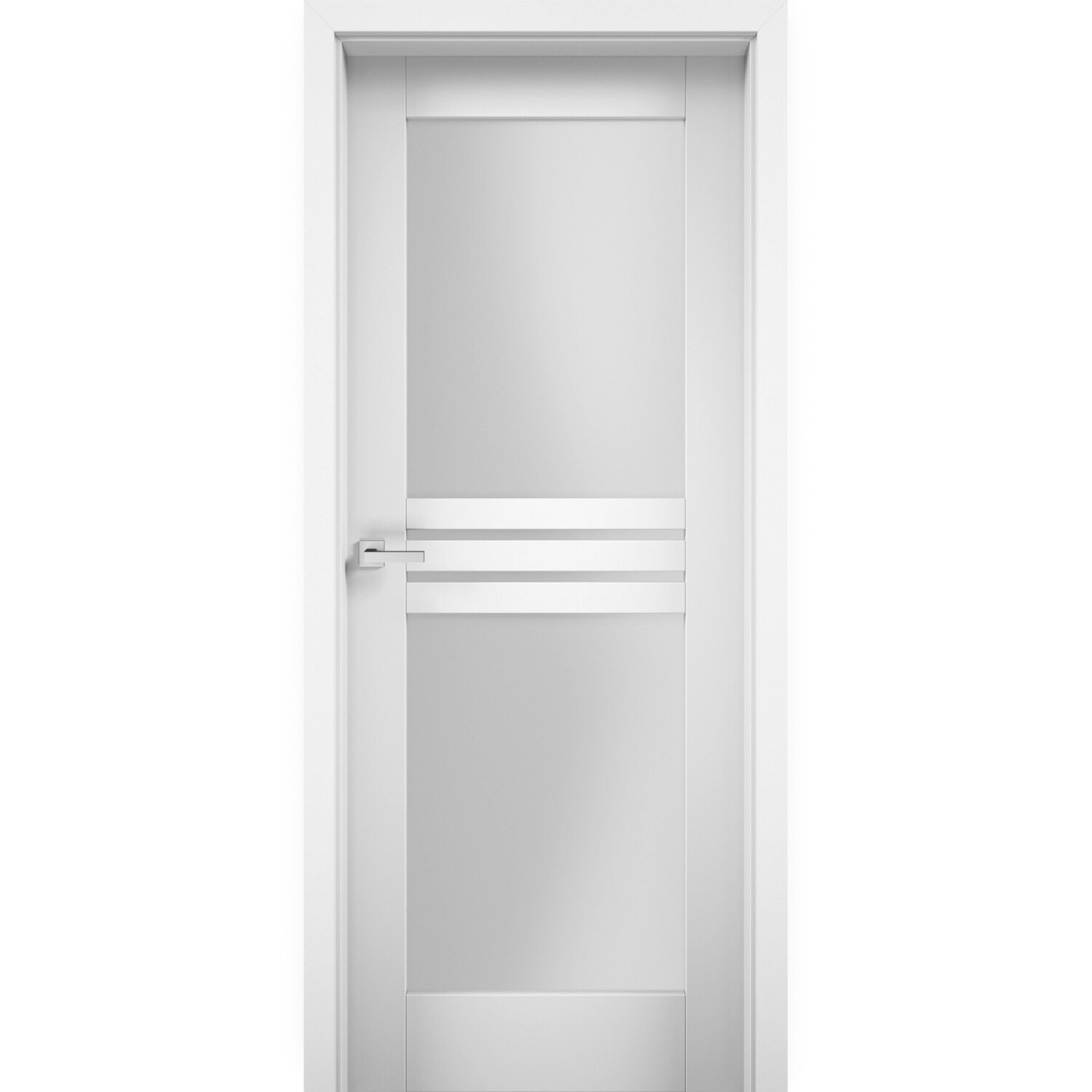 SARTODOORS MELA7222ID-WS-3096 7222 30-in x 96-in White Wood Frosted glass Interior French Door (Hardware Included)