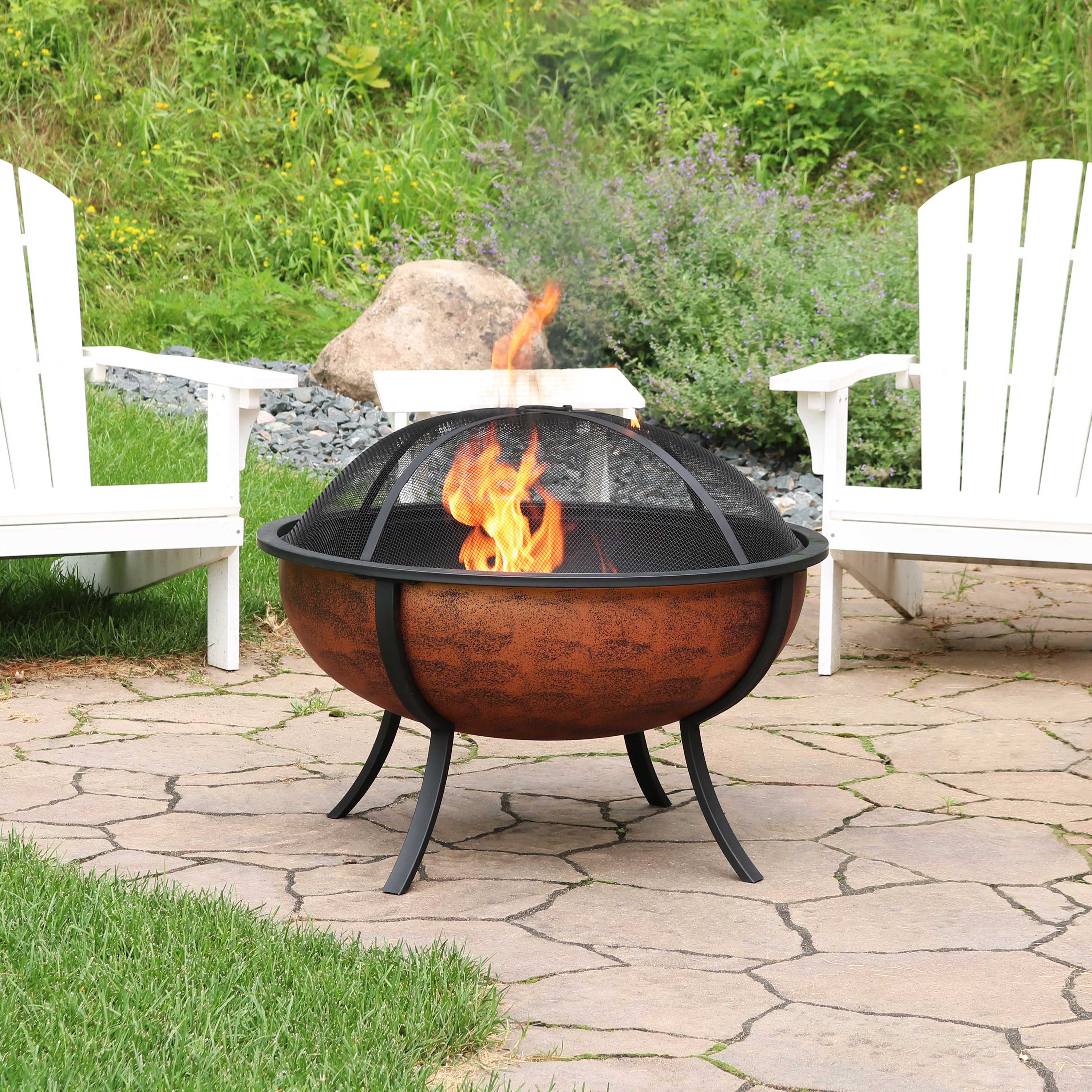 Sunnydaze Decor 32.25-in W Copper Steel Wood-Burning Fire Pit NB-550 at ...