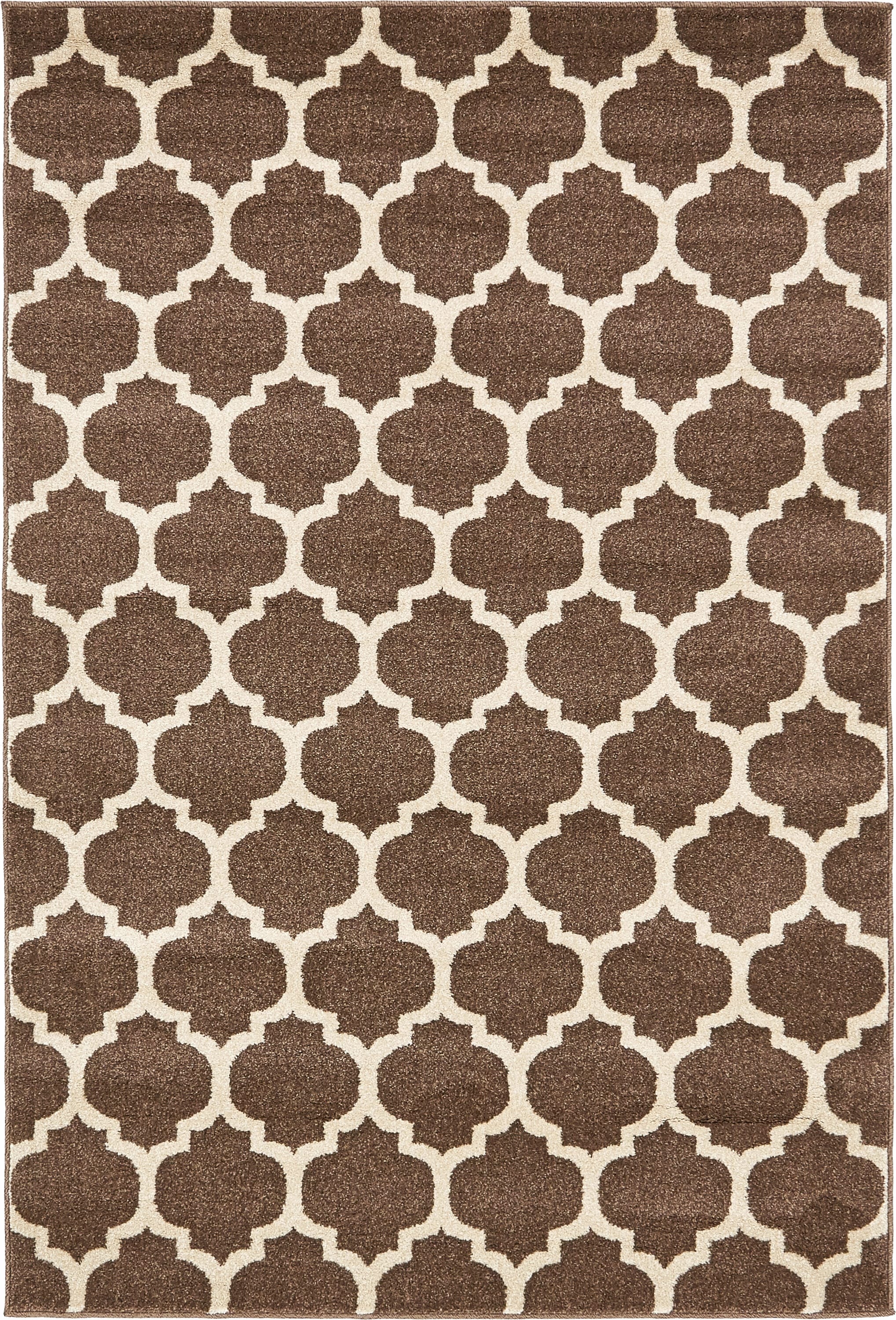 Unique Loom 3128520 Philadelphia Trellis 4 x 6 (ft) Loomed Polypropylene Brown/Beige Rectangular Indoor Geometric Industrial Area rug