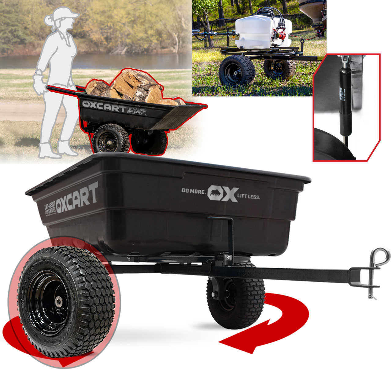 OxCart 15-cu ft Poly Dump Cart, Convertible to Push, 1250 lbs. Load Capacity, Hydraulic Lift-Assist GTMXP3L116A Sansujyuku sansujyuku.com