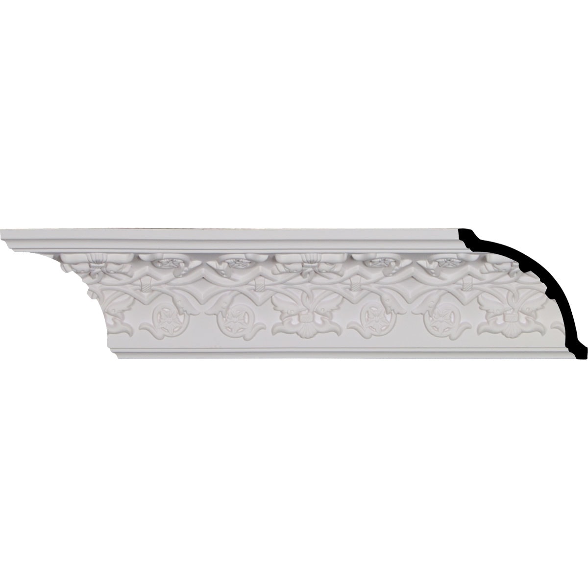 Ekena Millwork MLD03X03X05RO Rose 3-1/2-in x 7-ft 10-1/2-in Primed Urethane MLD03X03X05RO Crown Moulding