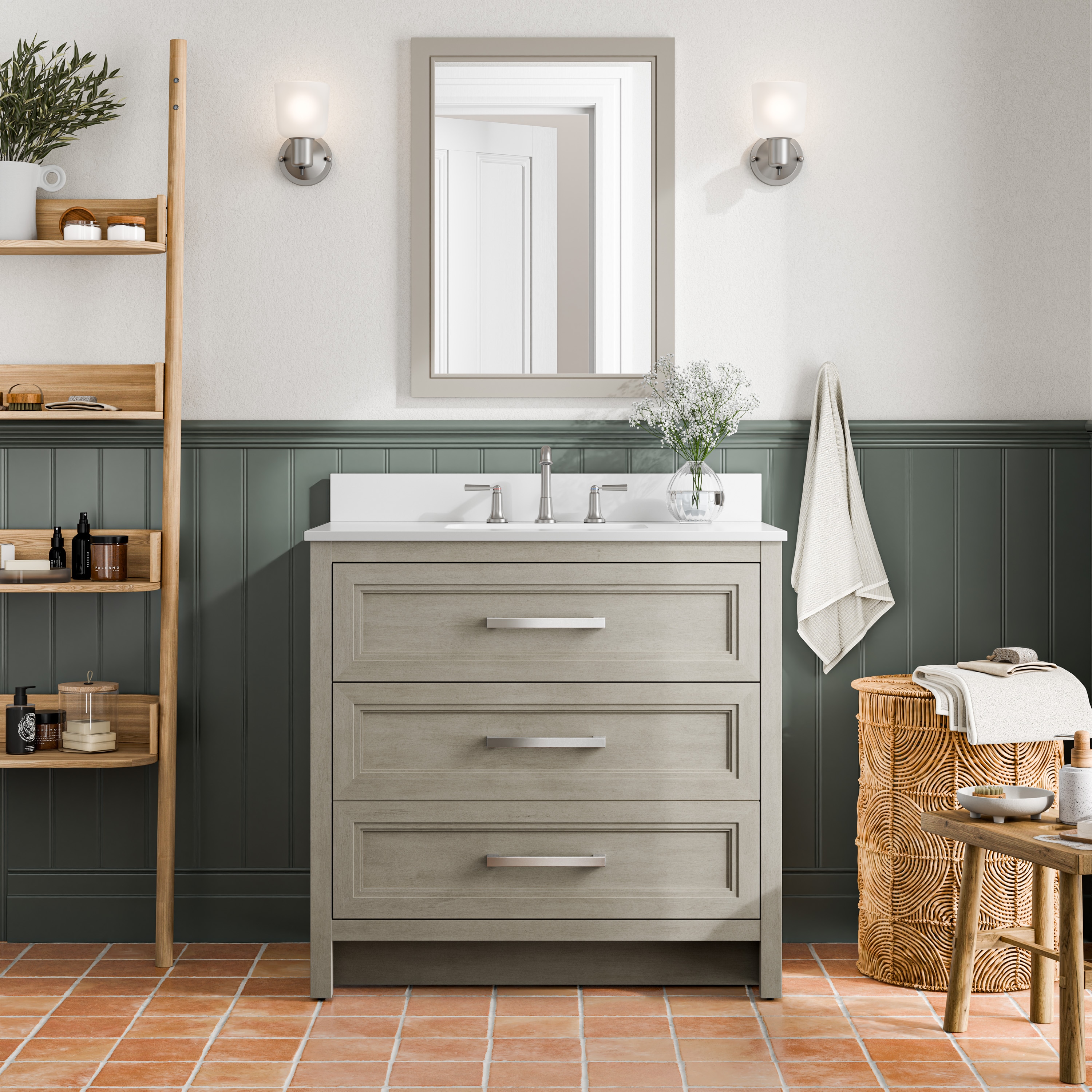 allen + roth  Norton Latte 36-in Vanity and Faucet Bundle