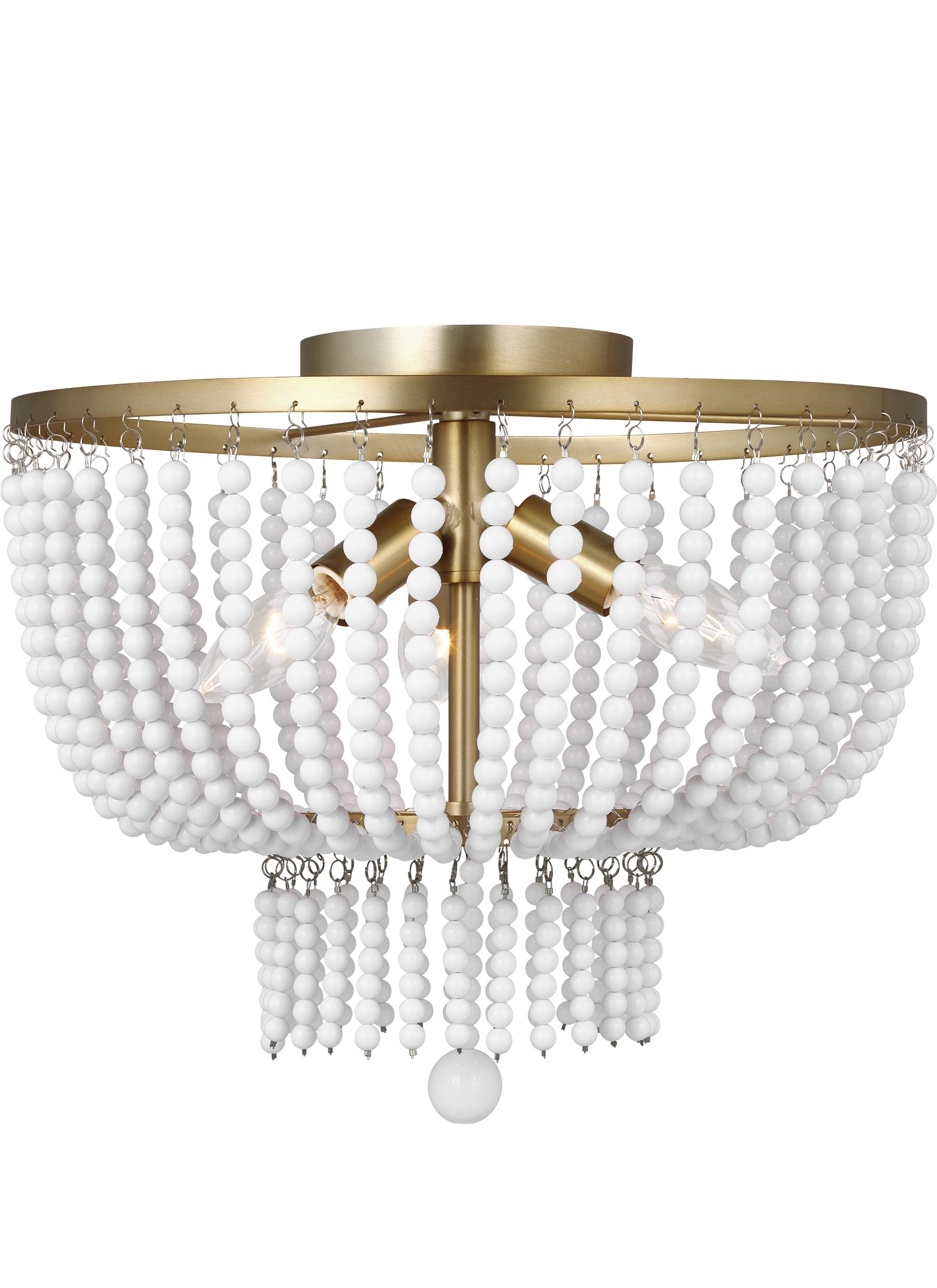 Generation Lighting 7780703EN-848 Jackie 3 -Light 14-in Satin Brass Semi Flush Mount Light ENERGY STAR Certified