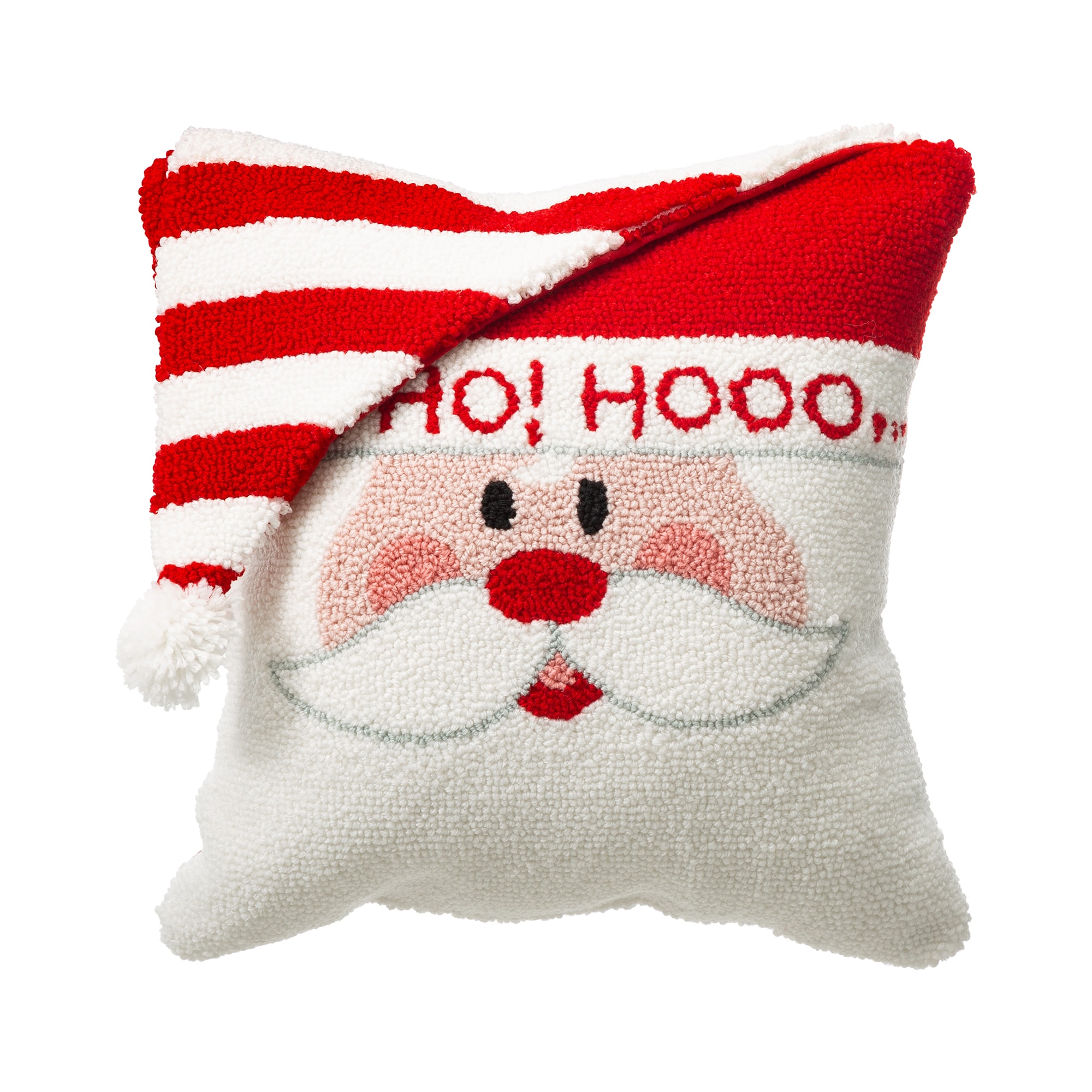 Glitzhome 14 in. H Christmas Hooked 3D Santa and Snowman Pillow