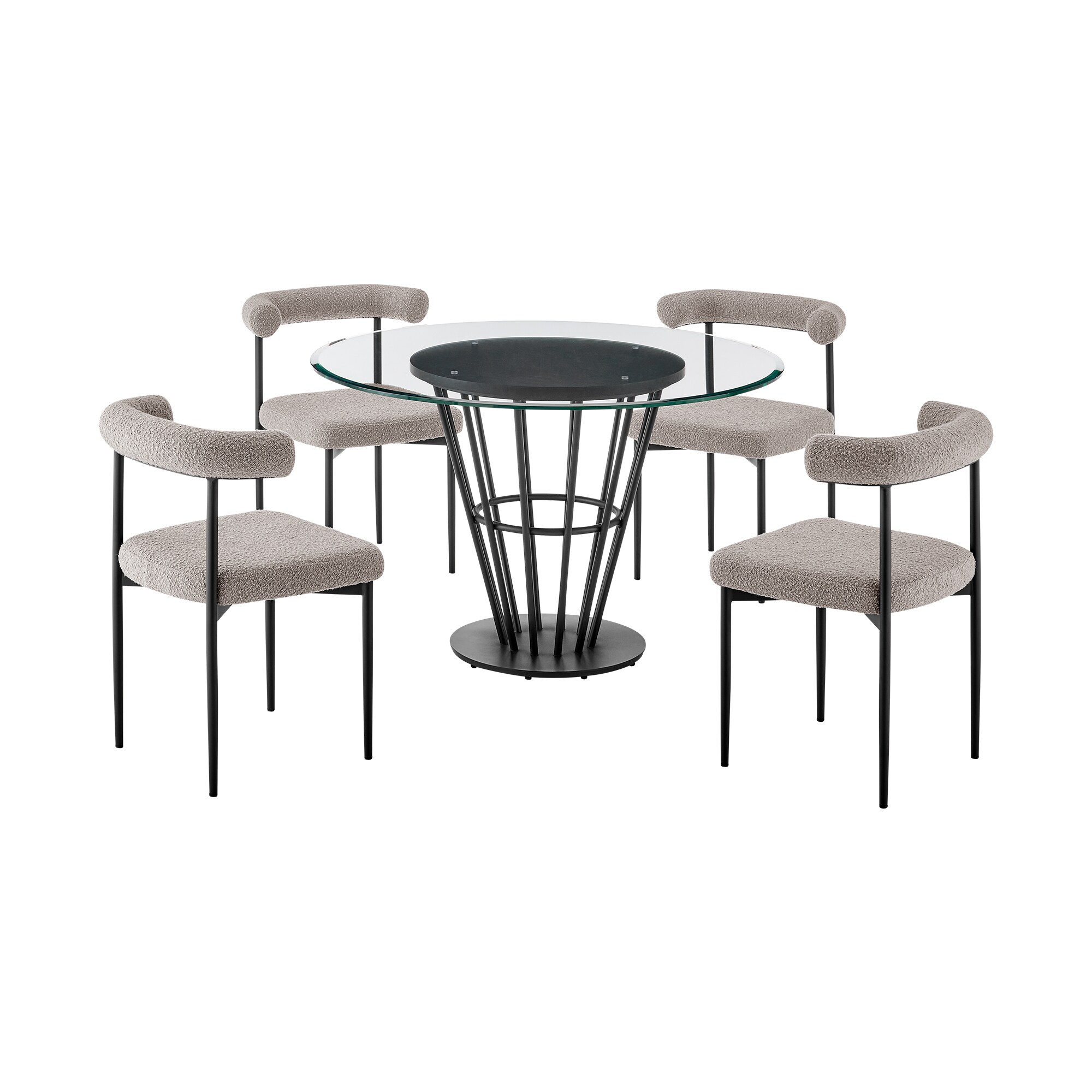 Armen Living SETVRDI5BLKPGRY Black Contemporary/Modern Dining Room Set with Round Table ( Seats 4 )