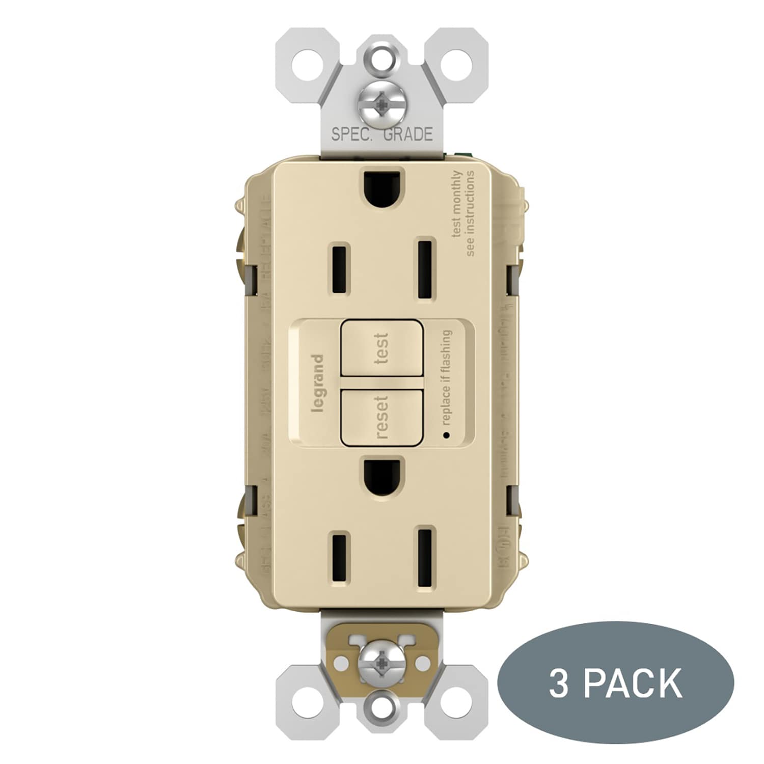 Cooper Ivory Tamper Resistant GFCI Receptacle Rated for 15 and 20-amp circuits 