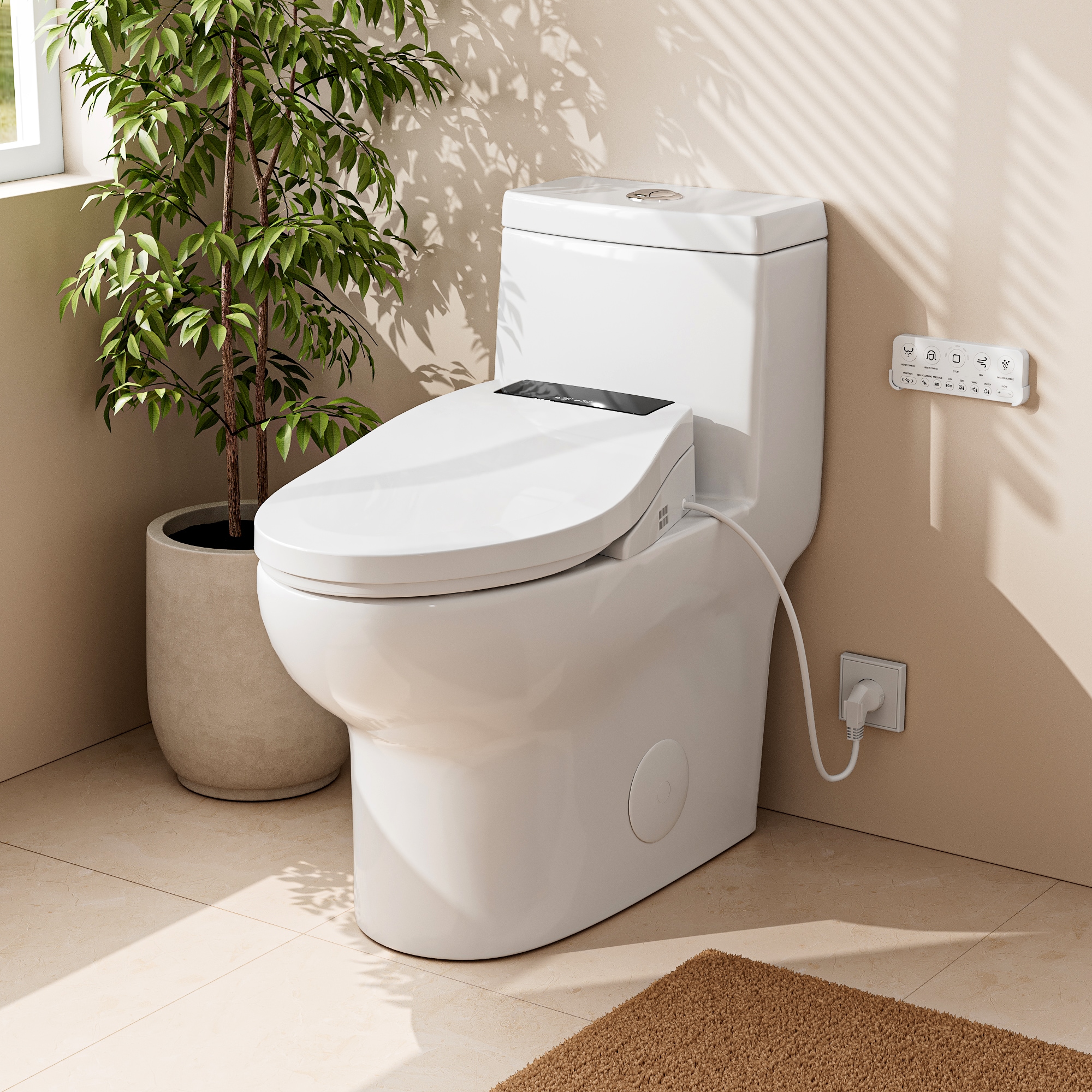 DeerValley - Vertex Plastic White Elongated Slow Close Feature Heated Bidet Function Toilet Seat