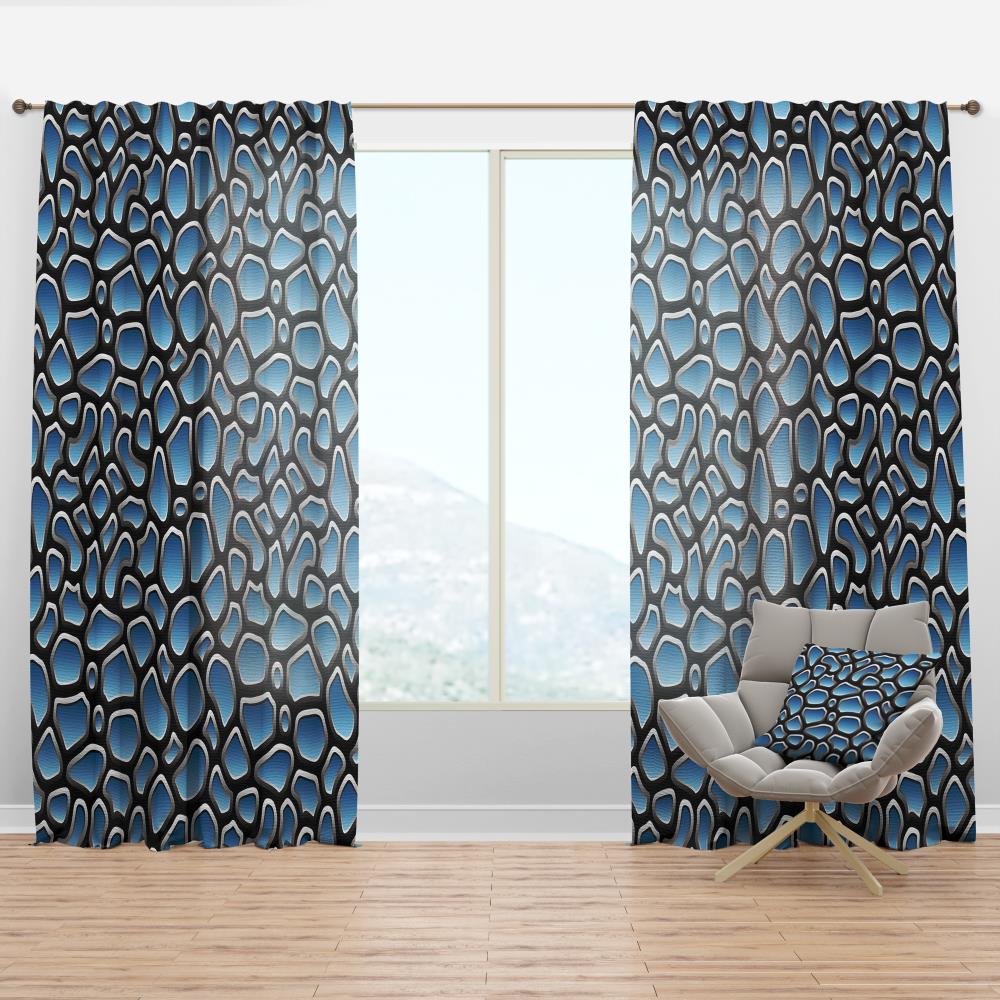 Designart CTN18653-52-95 95-in Blue Abstract Room darkening Thermal lined Rod pocket Single curtain panel