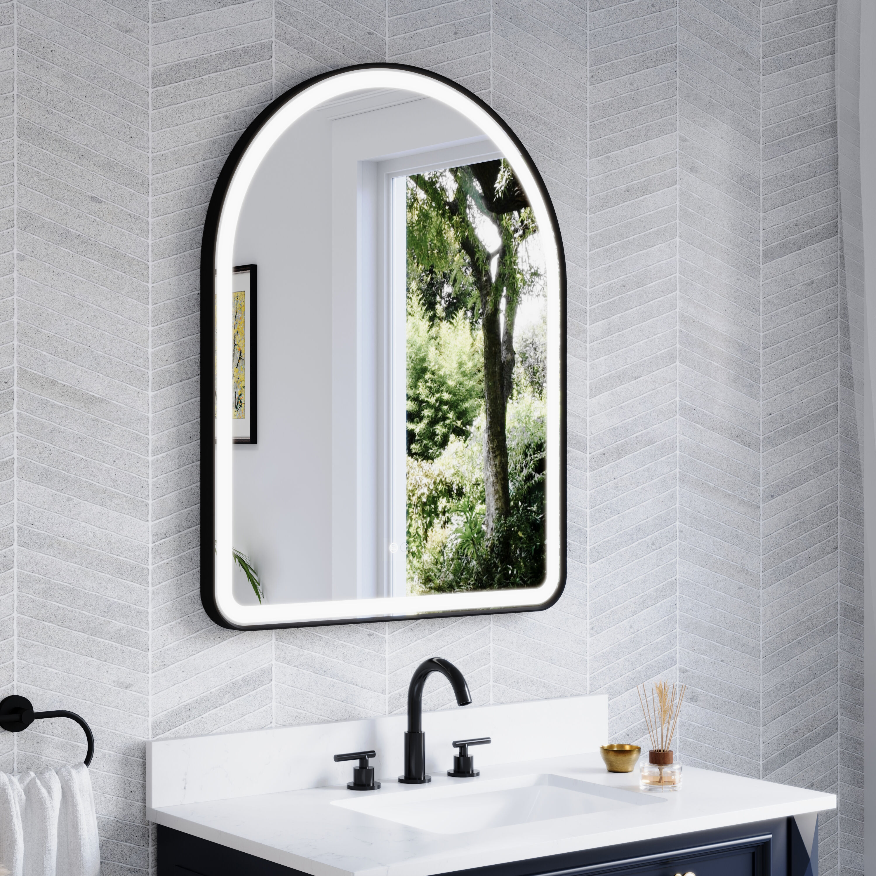 WELLFOR GIZBRX06Q Framed-Bath-Mirrors - View #2