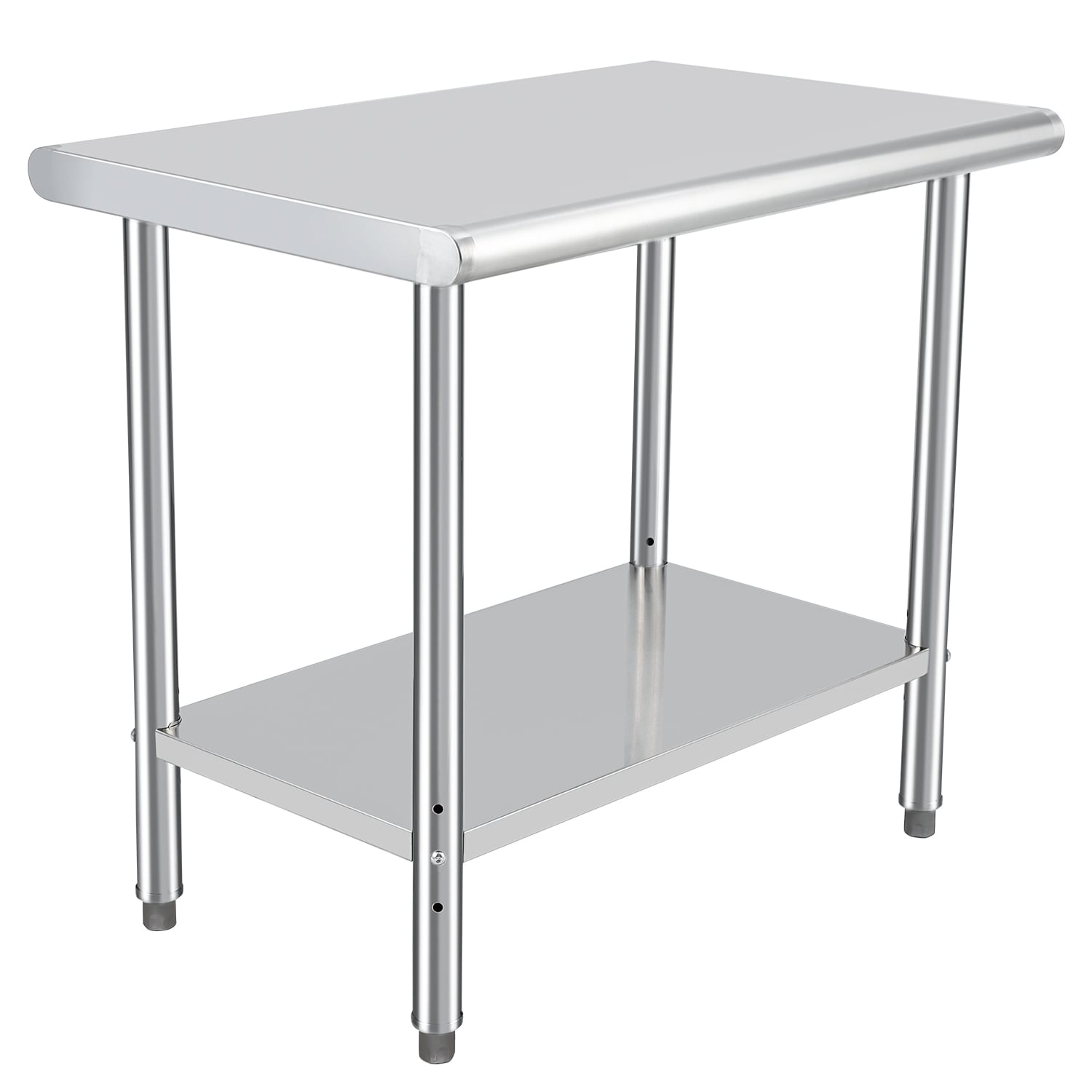 IdealHouse Heavy Duty Stainless Steel Work Table 48x24x35 Inch Double Layer Backsplash 2 Tier Undershelf Commercial Prep Bench for Restaurant Home Garage Hotel With Tailgate No Casters
