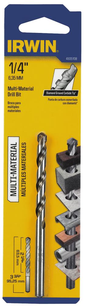IRWIN 4935108 Multi-Material 1/4-in x 4-in Carbide Masonry Drill Bit For Rotary drill