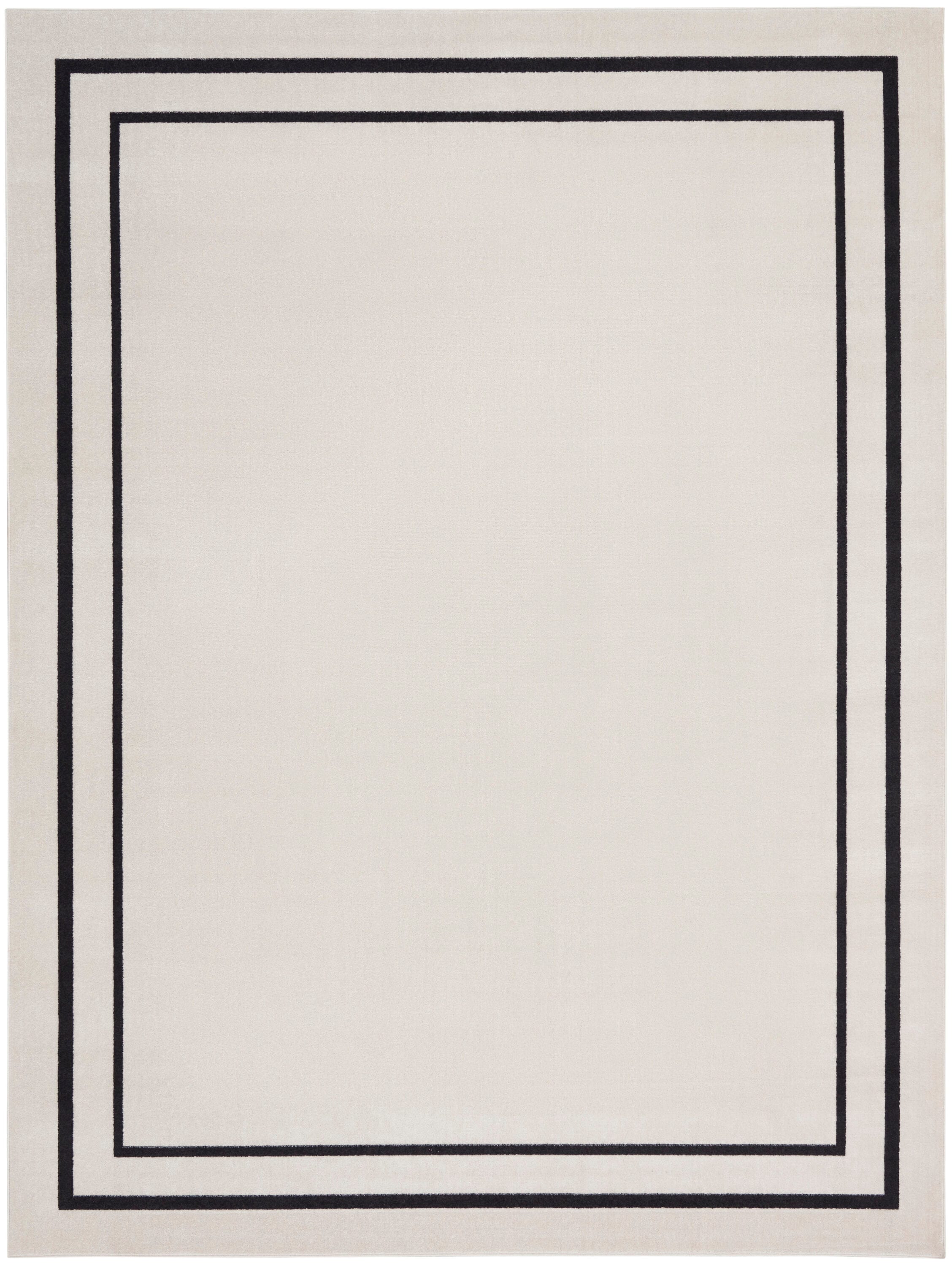 Nourison 099446148414 Essentials 10 x 14 (ft) Loomed Polypropylene Ivory/Black Rectangular Indoor/Outdoor Area rug