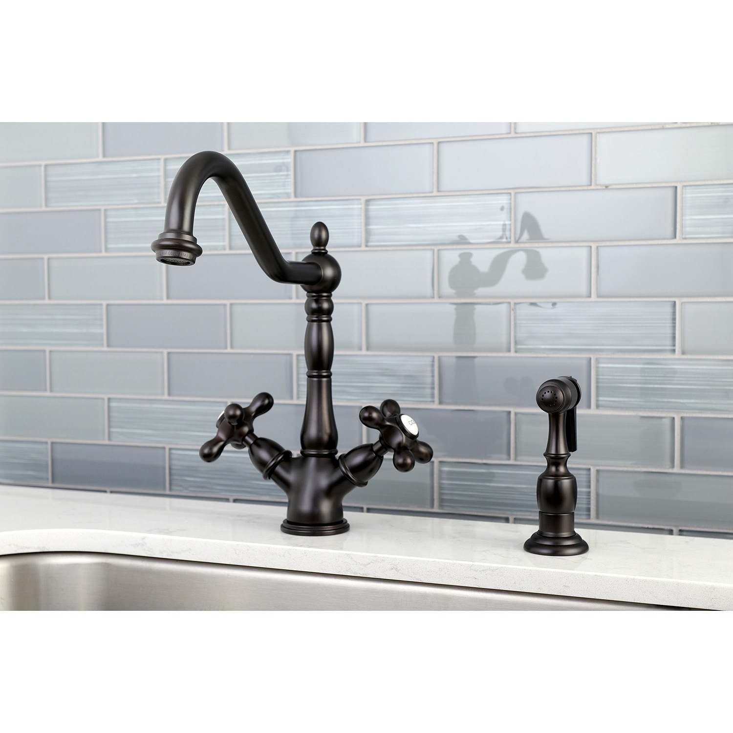 Kingston Brass Heritage Oil-Rubbed Bronze Double Handle High-arc ...