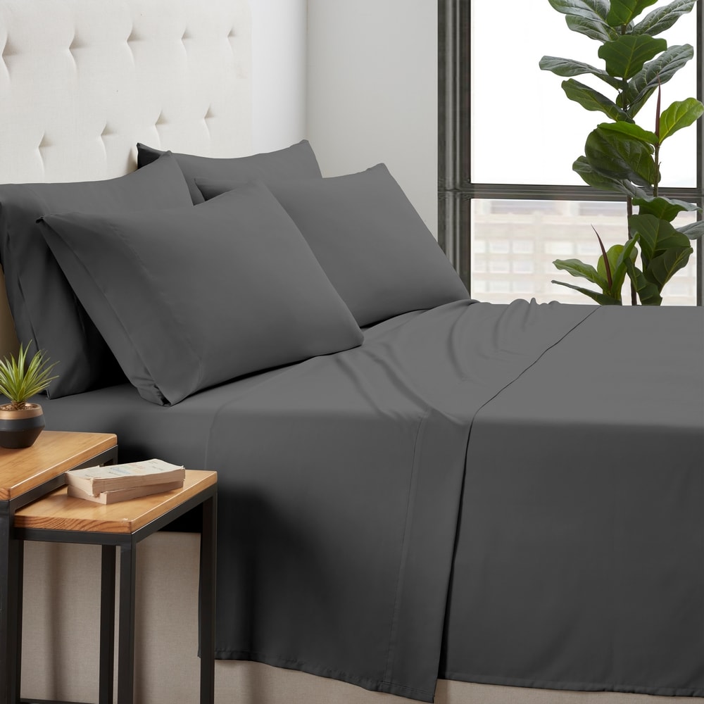 Kathy Ireland Queen Cotton polyester blend Charcoal 6 -Piece Bed Sheet Set