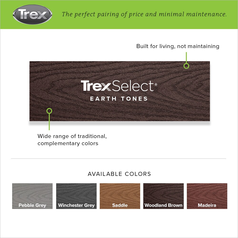 Trex Select 12ft Saddle Square Composite Deck Board in the Composite Deck Boards department at