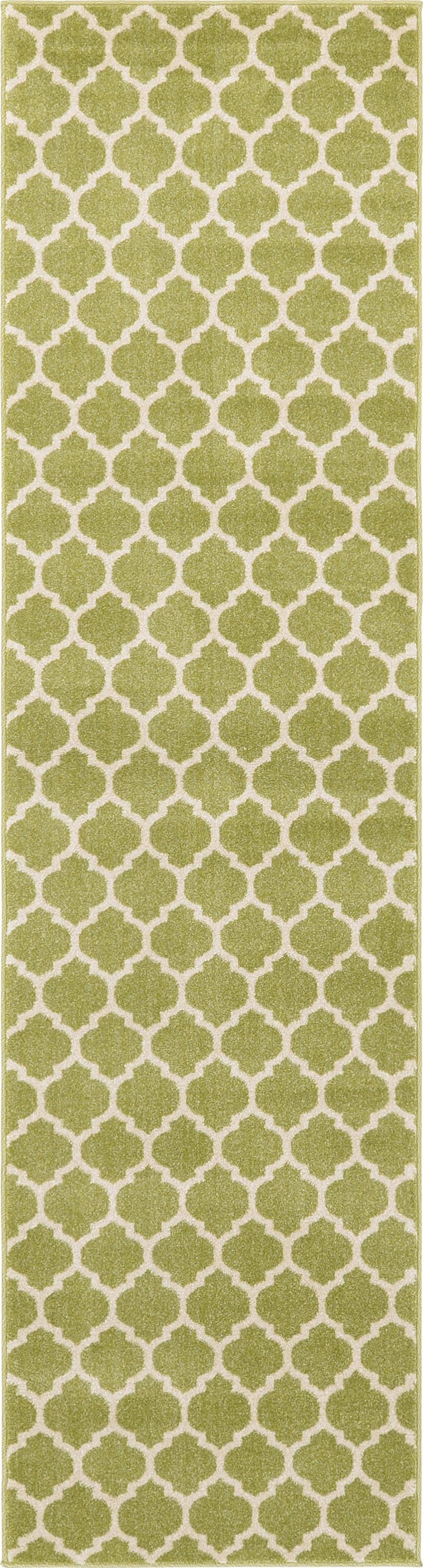 Unique Loom 3116652 Philadelphia Trellis 3 x 10 (ft) Loomed Polypropylene Green/Beige Rectangular Indoor Geometric Industrial Runner rug
